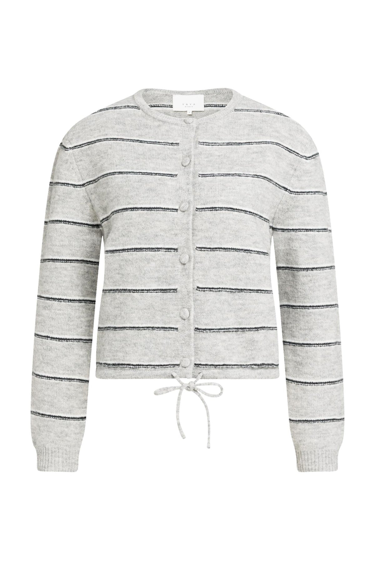 Striped knitted cardigan with tie detail - Type: product