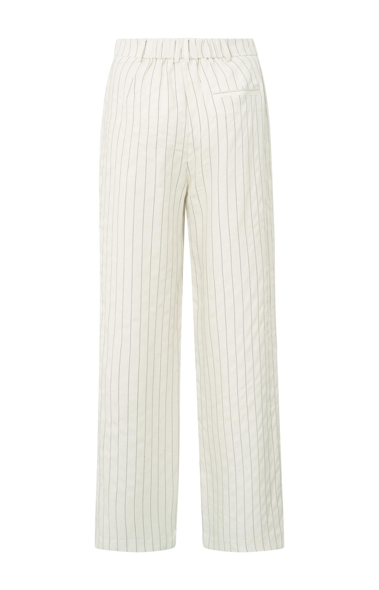 Striped linen-blend trousers with wide legs