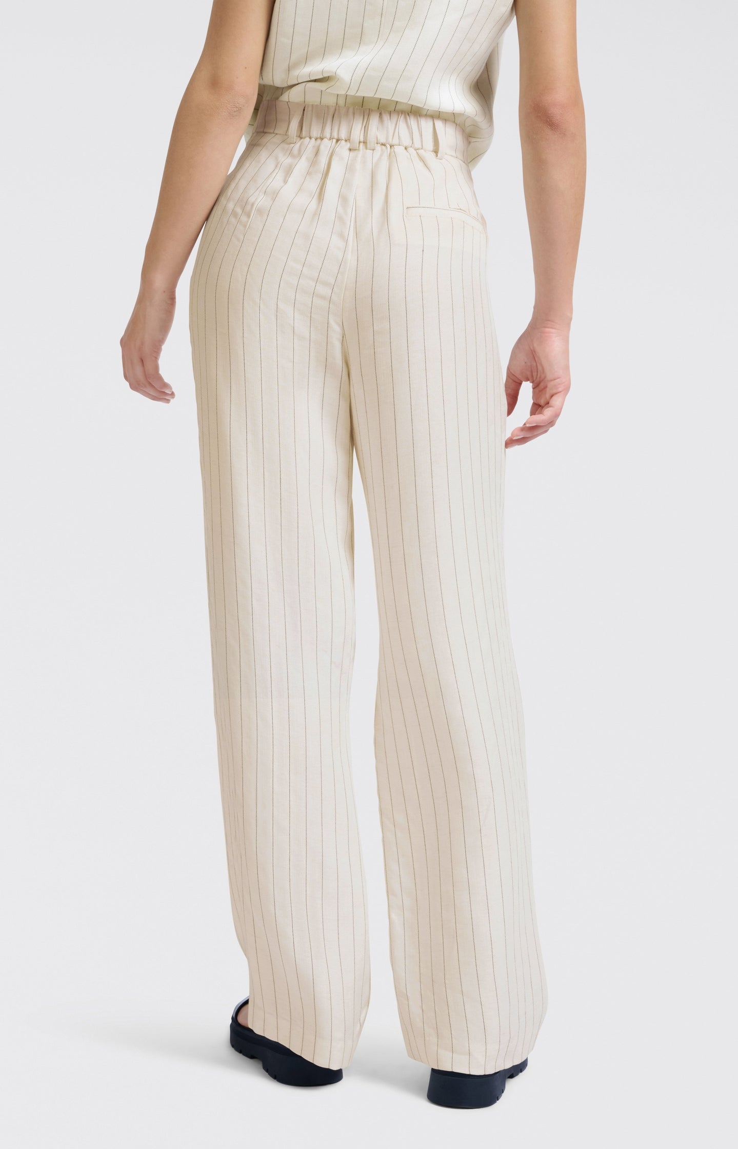 Striped linen-blend trousers with wide legs