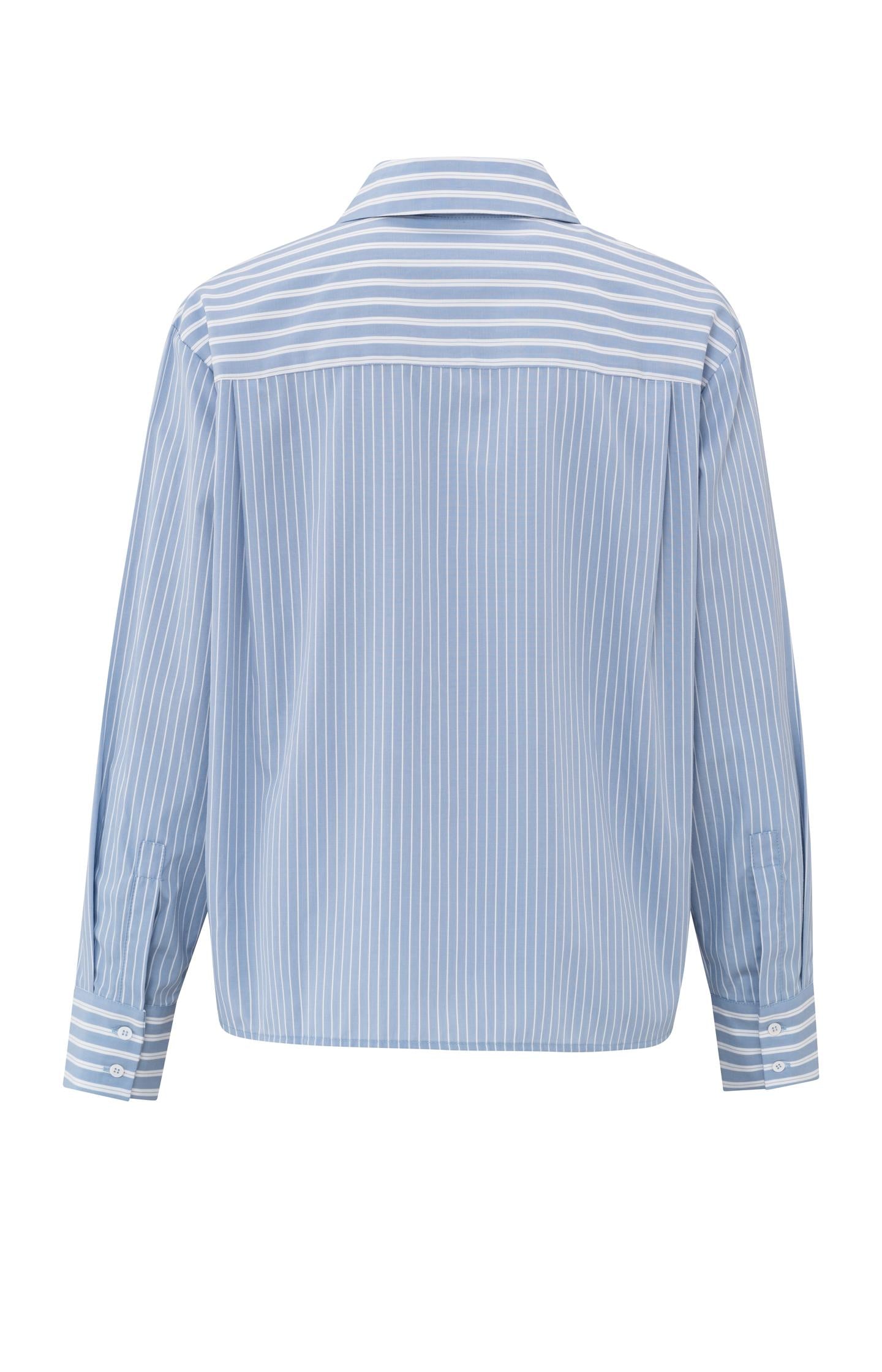 Striped oversized blouse with collar and long sleeves