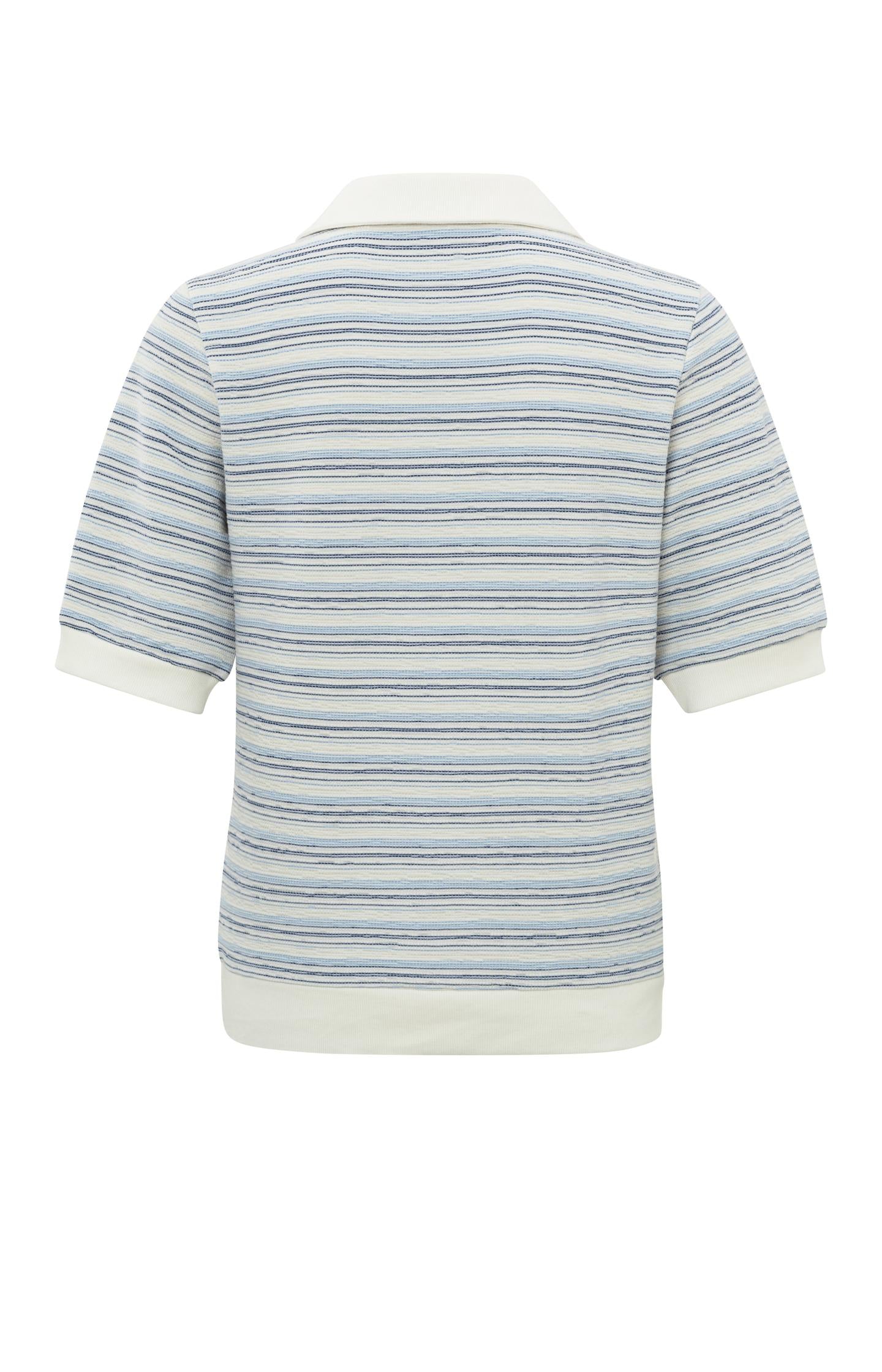 Striped polo with V-neck and short sleeves in regular fit