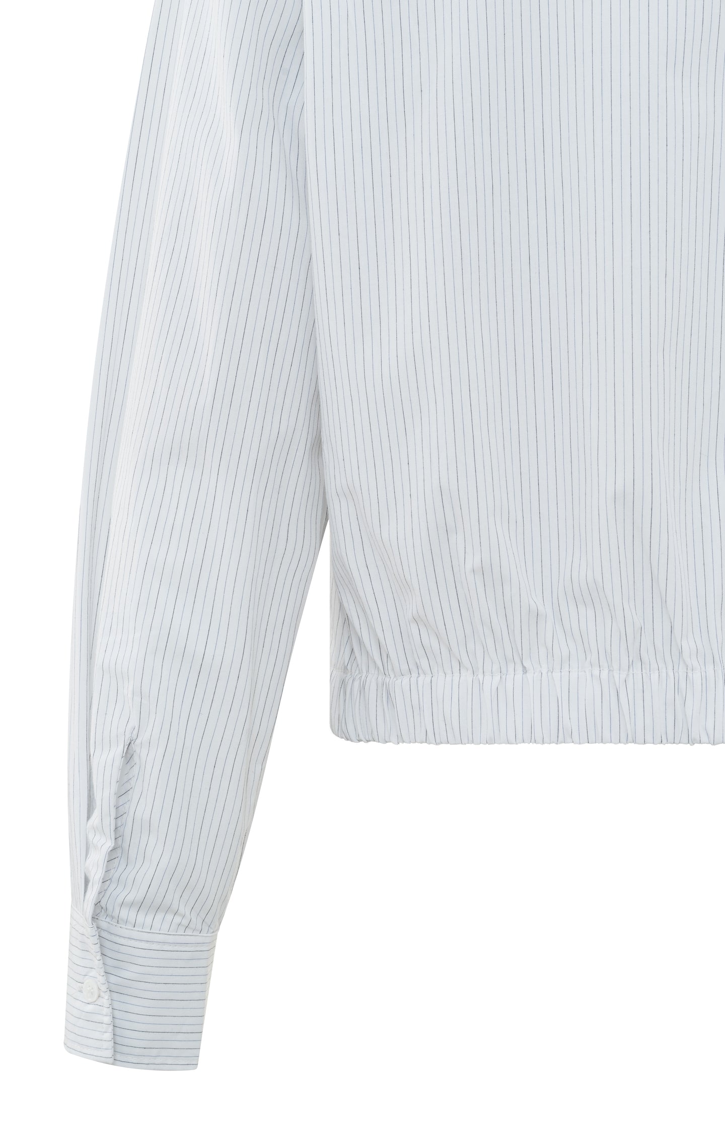 Striped poplin blouse with collar, long sleeves and knot