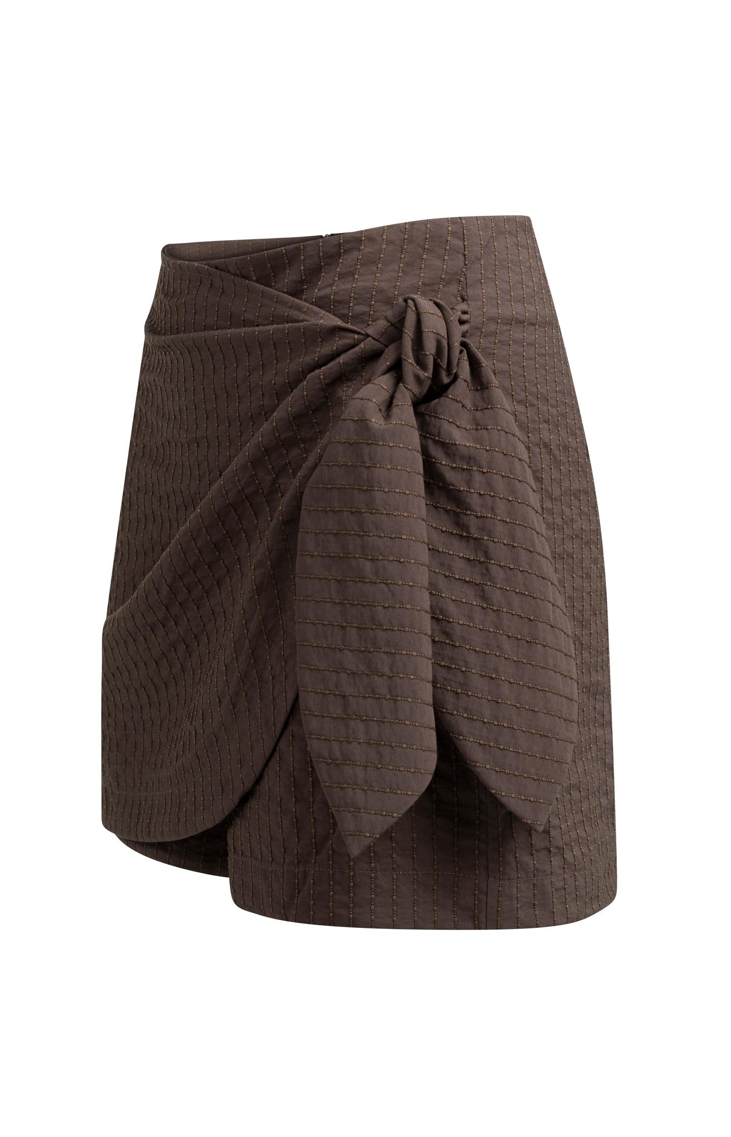 Striped skort with wrap-effect and tie detail - Type: lookbook