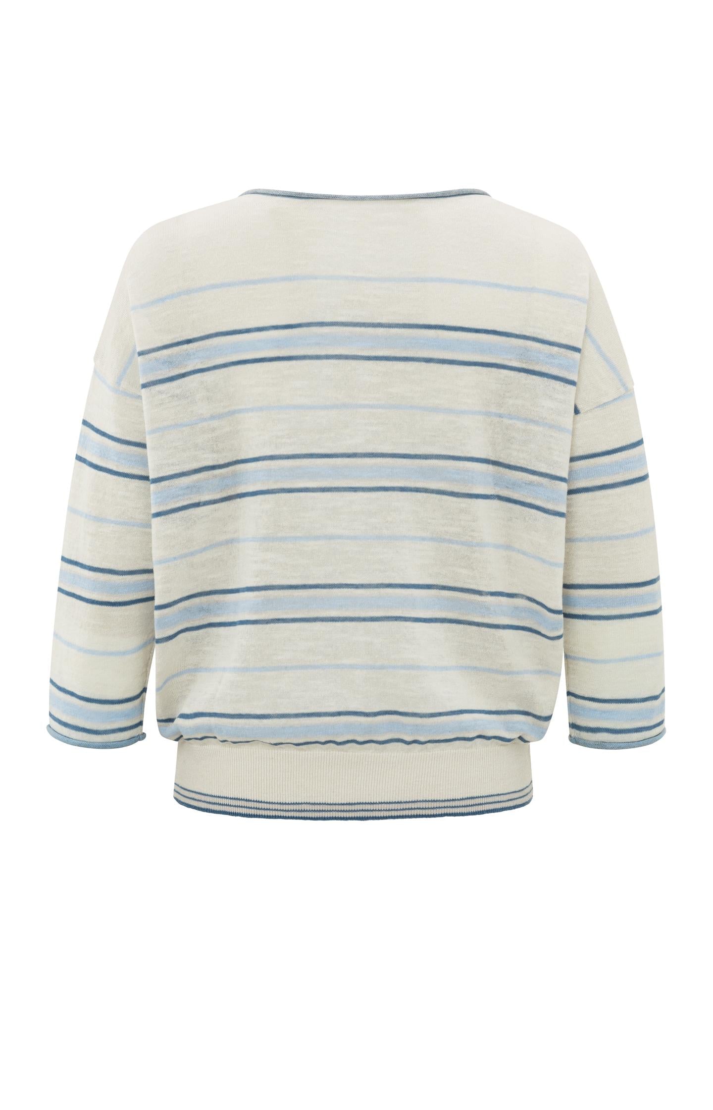 Striped sweater with boatneck, long sleeves and rib details