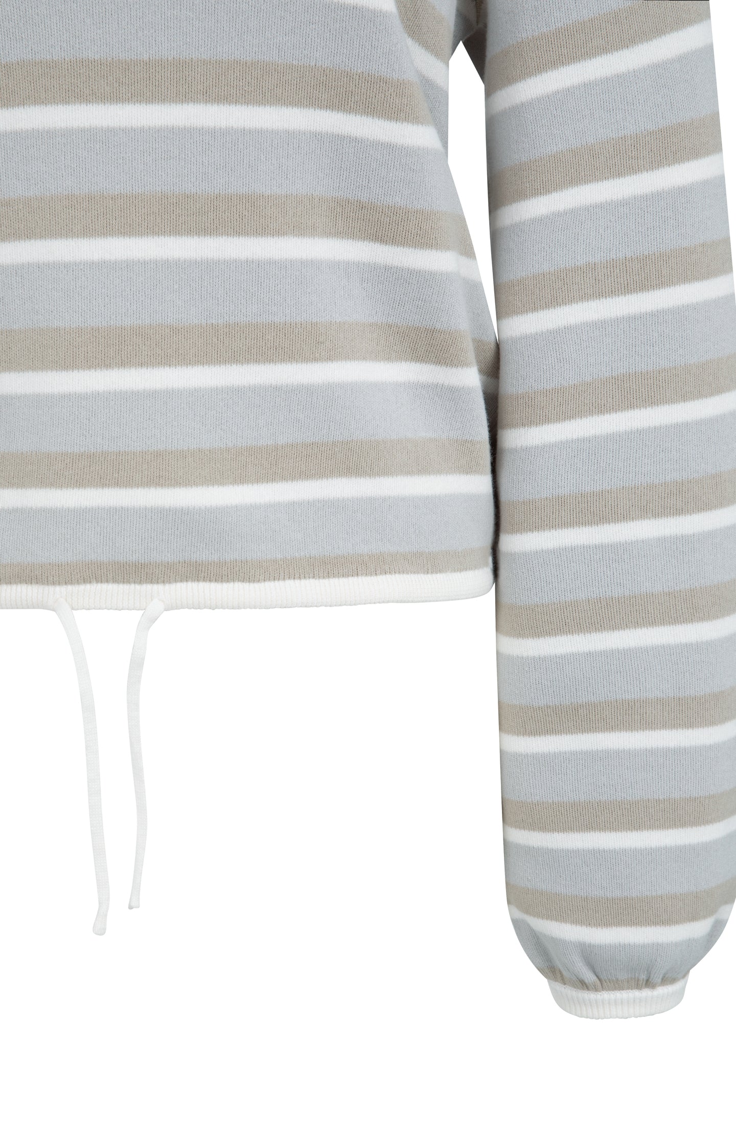 Striped sweater with drawstring hem