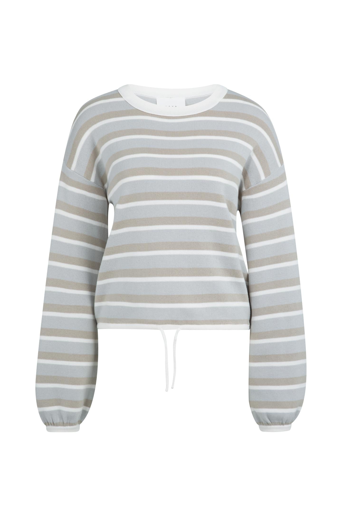 Striped sweater with drawstring hem - Type: product