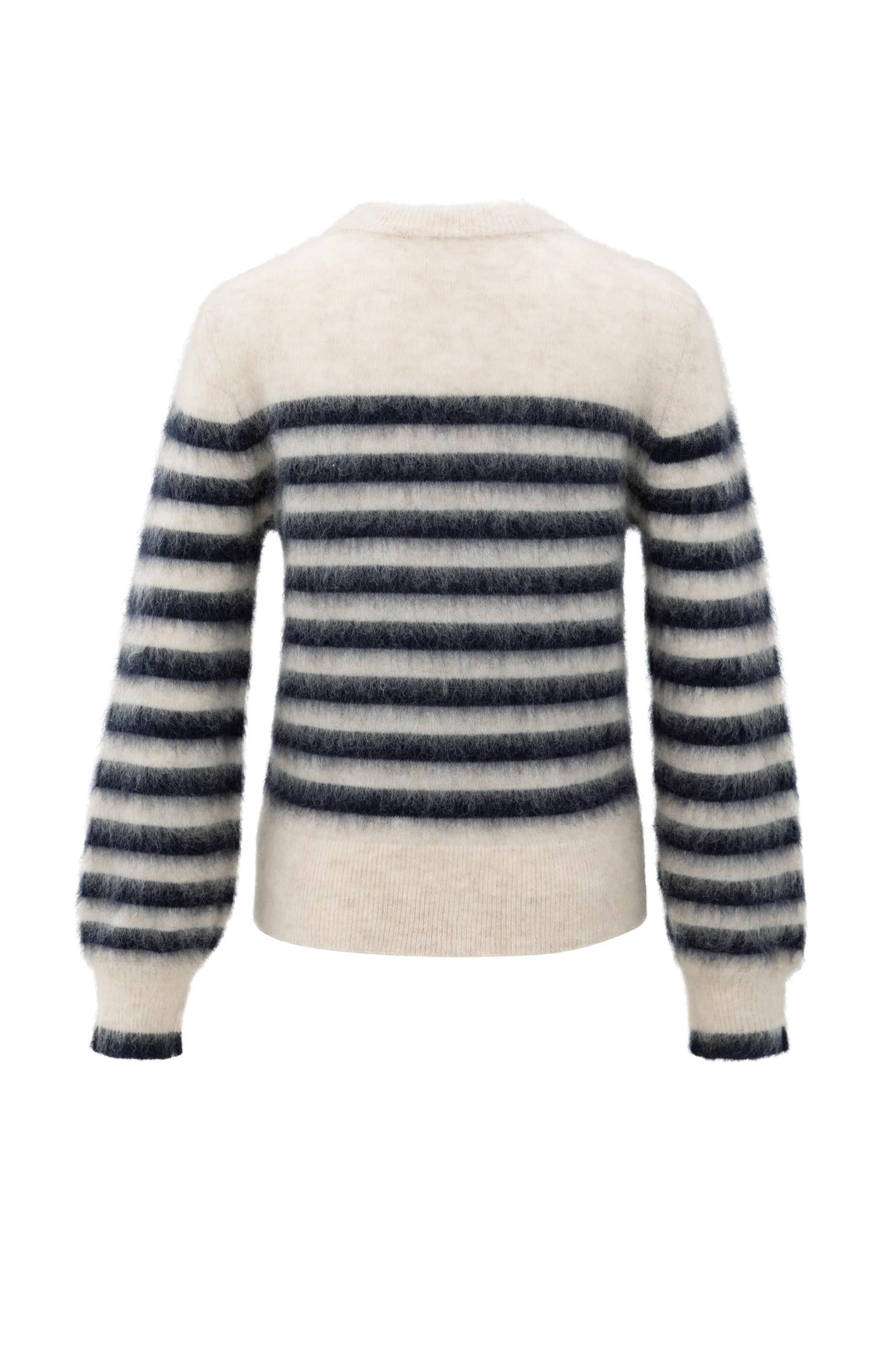 Striped sweater with round neck and long sleeves
