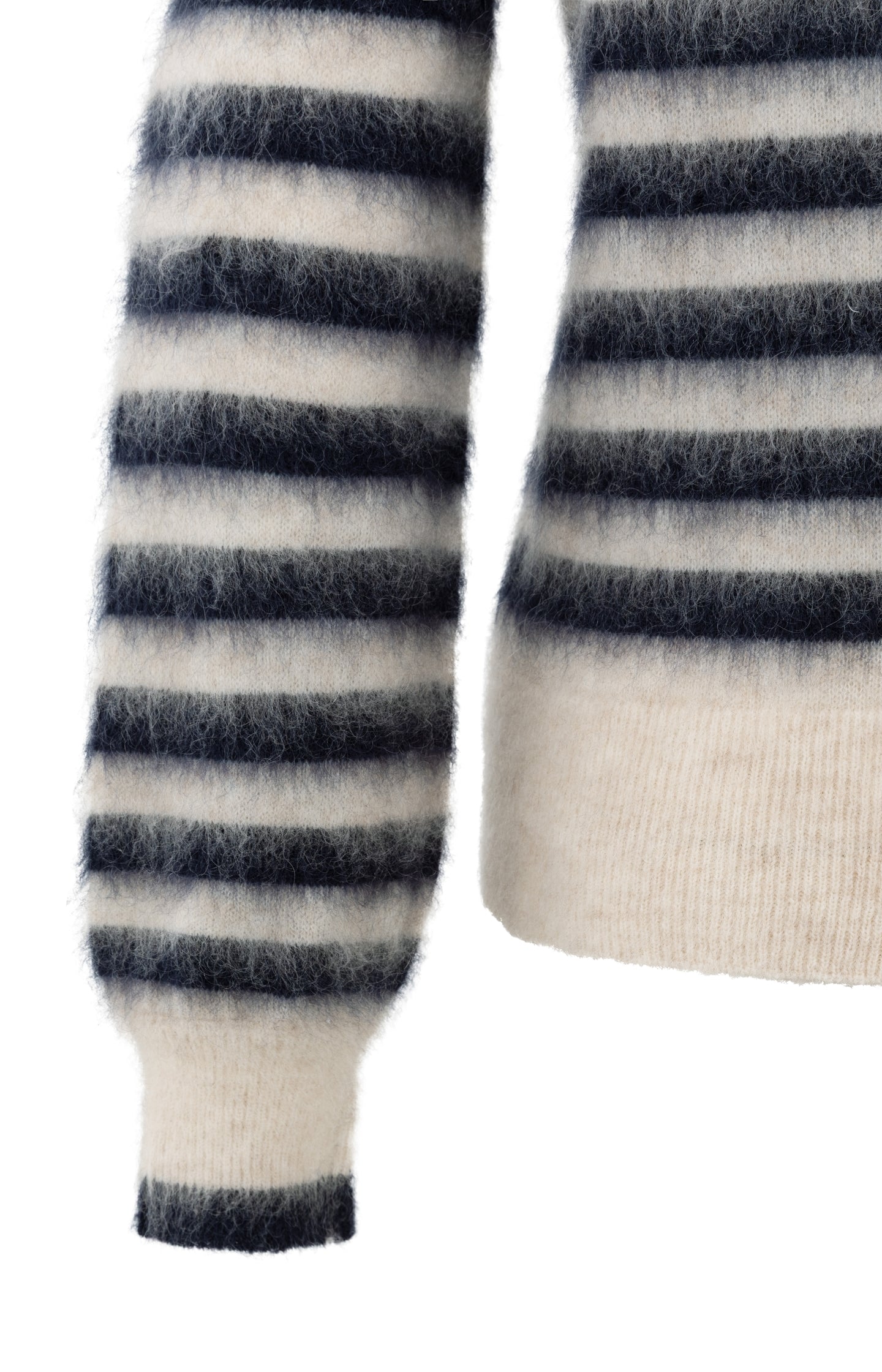 Striped sweater with round neck and long sleeves