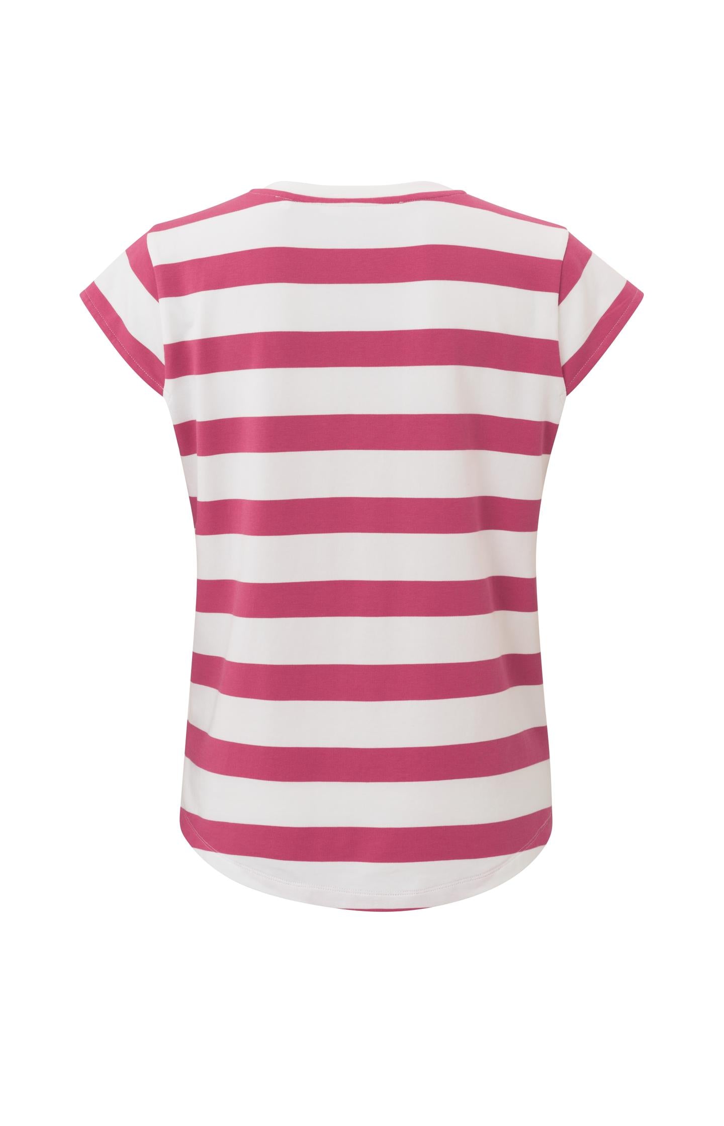 Striped T-shirt with V-neck and cap sleeves in regular fit