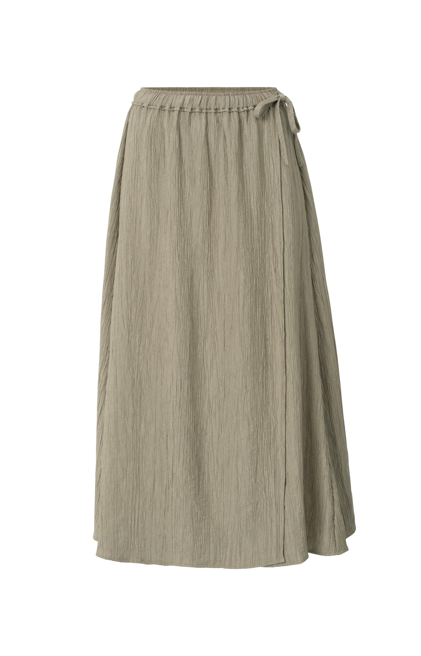 Structured midi skirt with tie detail and wrap look - Type: product