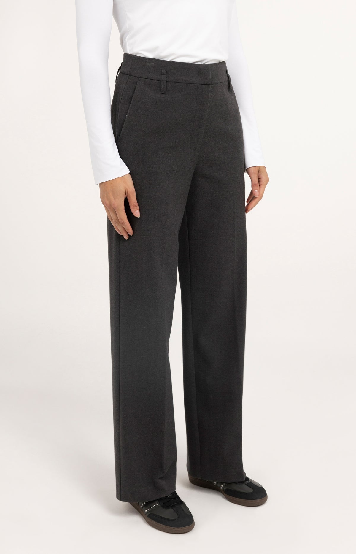Structured straight leg tailored trousers