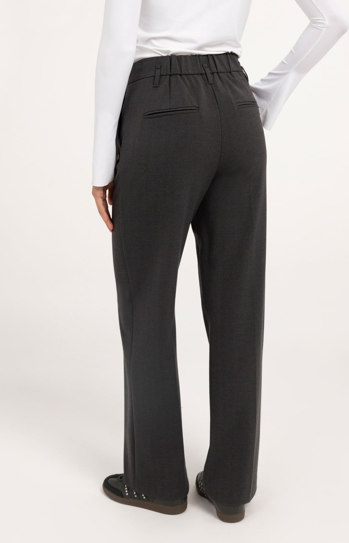 Structured straight leg tailored trousers - Hole Black Melange