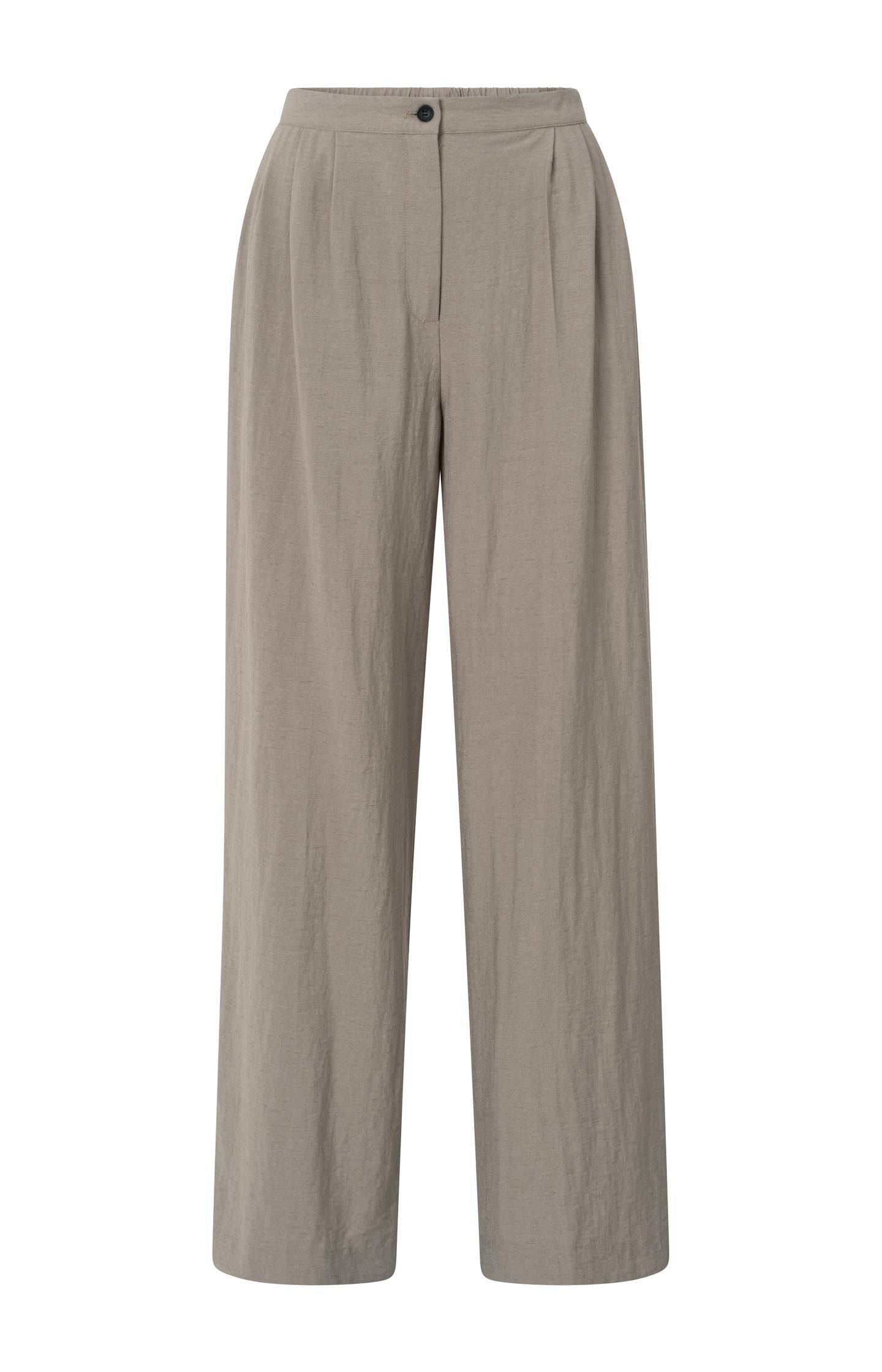 Structured woven trousers with wide legs and pleat details - Type: product