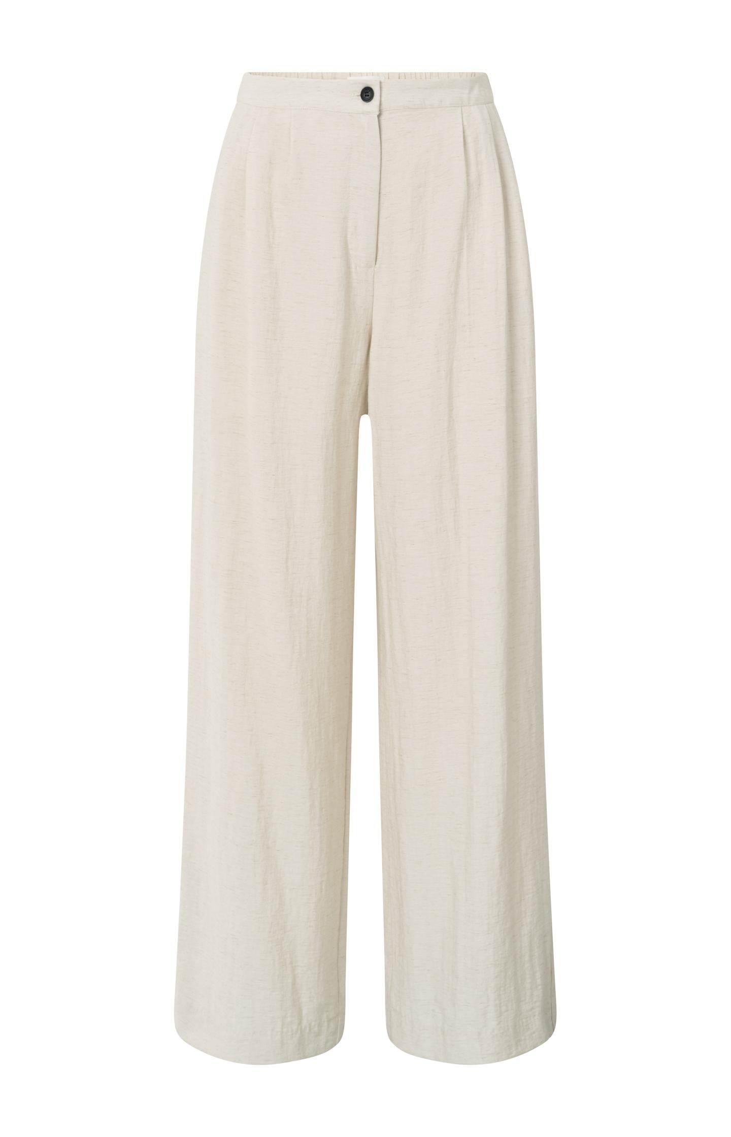 Structured woven trousers with wide legs and pleat details - Type: product