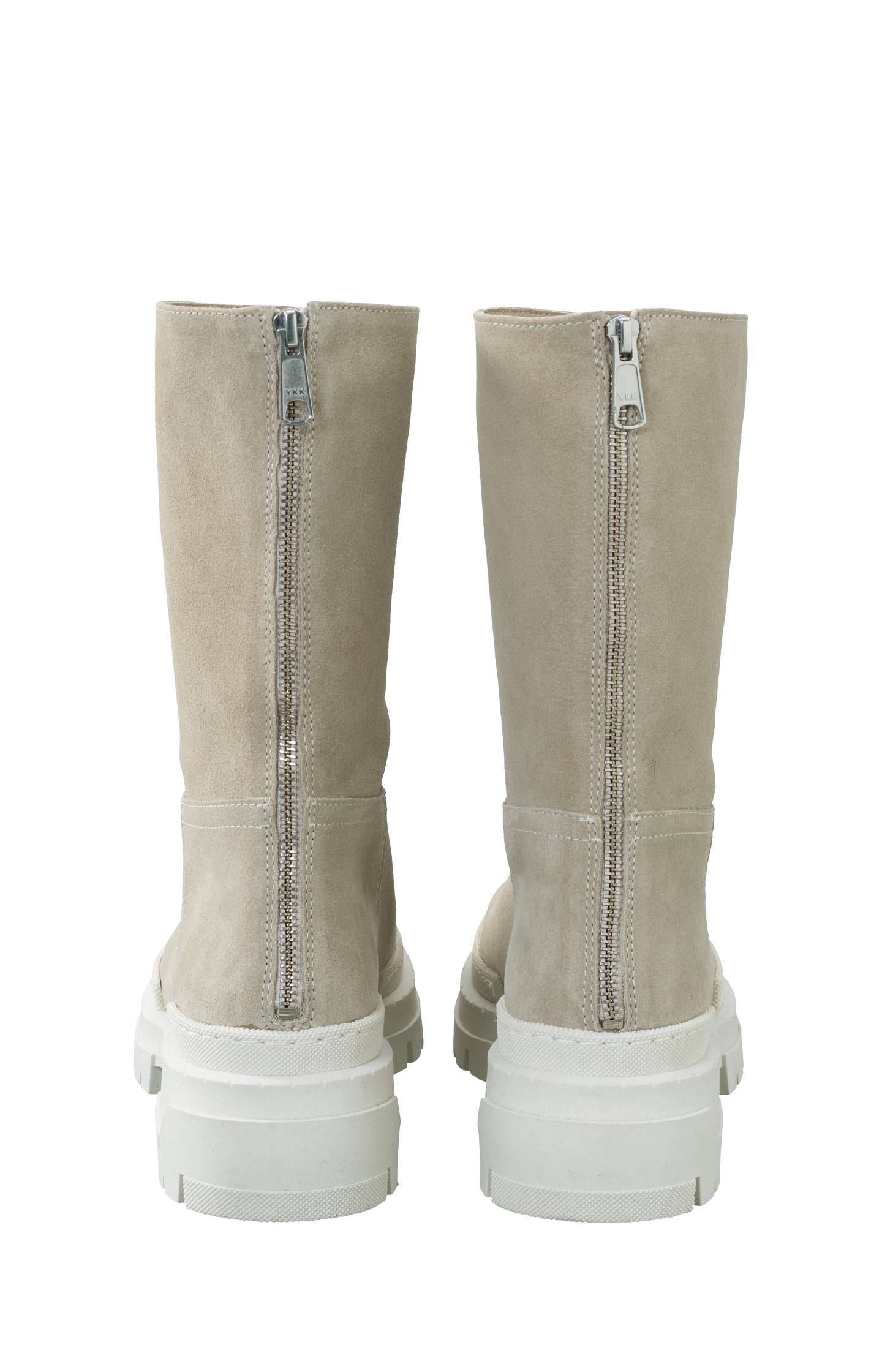 Sturdy suede boots with zipper and rubber soles Birch Sand