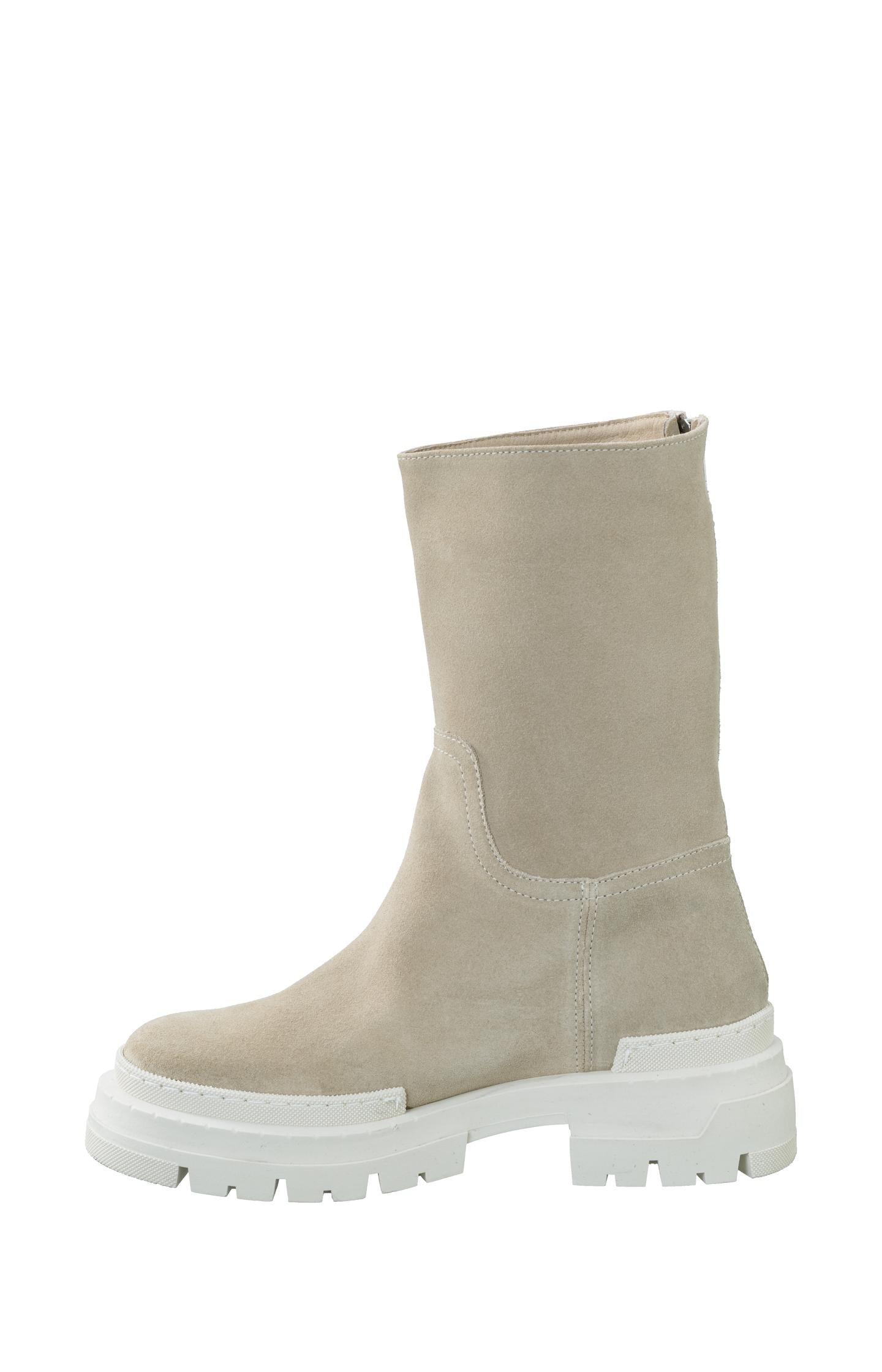 Sturdy suede boots with zipper and rubber soles - Birch Sand