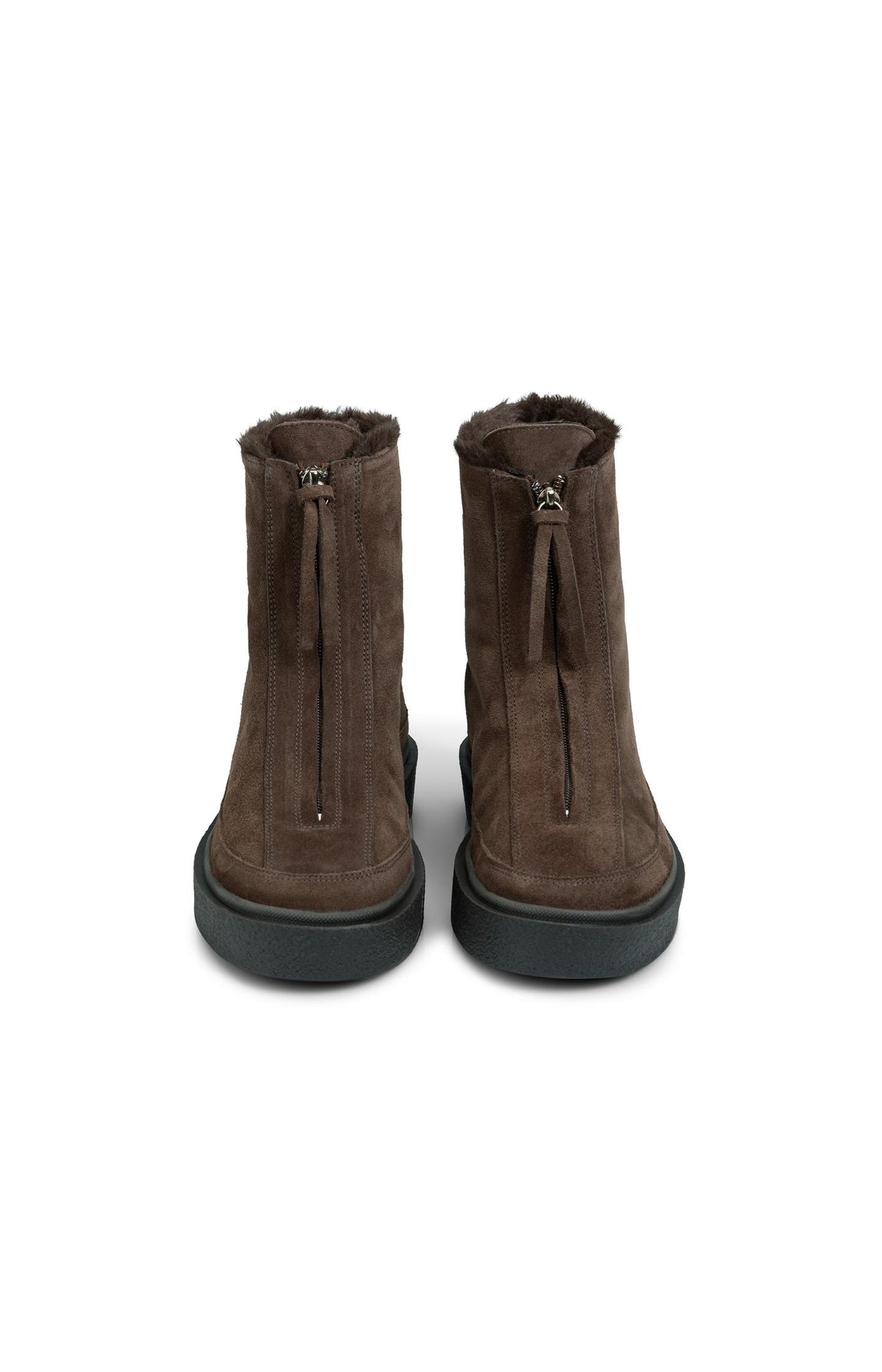 Stiefeletten aus Veloursleder mit Reißverschluss - Cocoa Brown