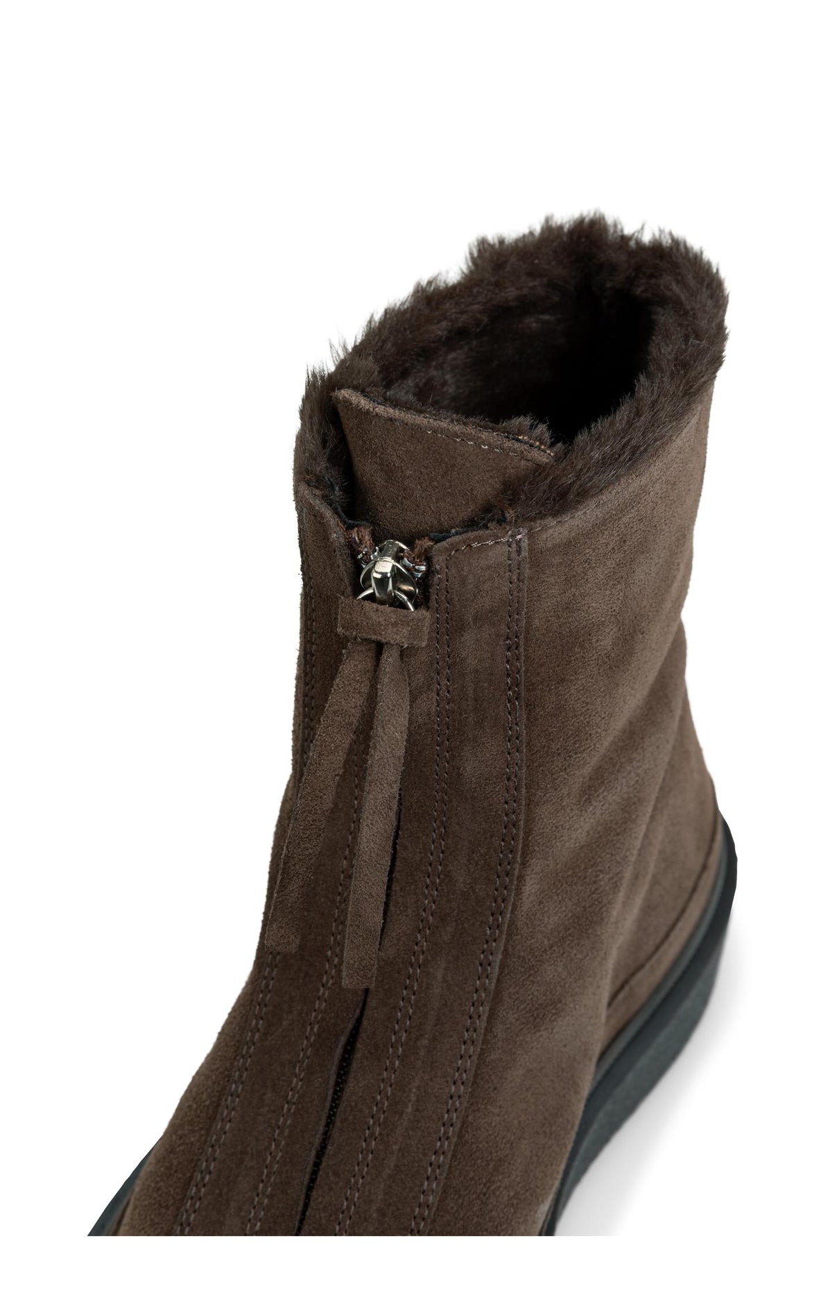 Stiefeletten aus Veloursleder mit Reißverschluss - Cocoa Brown