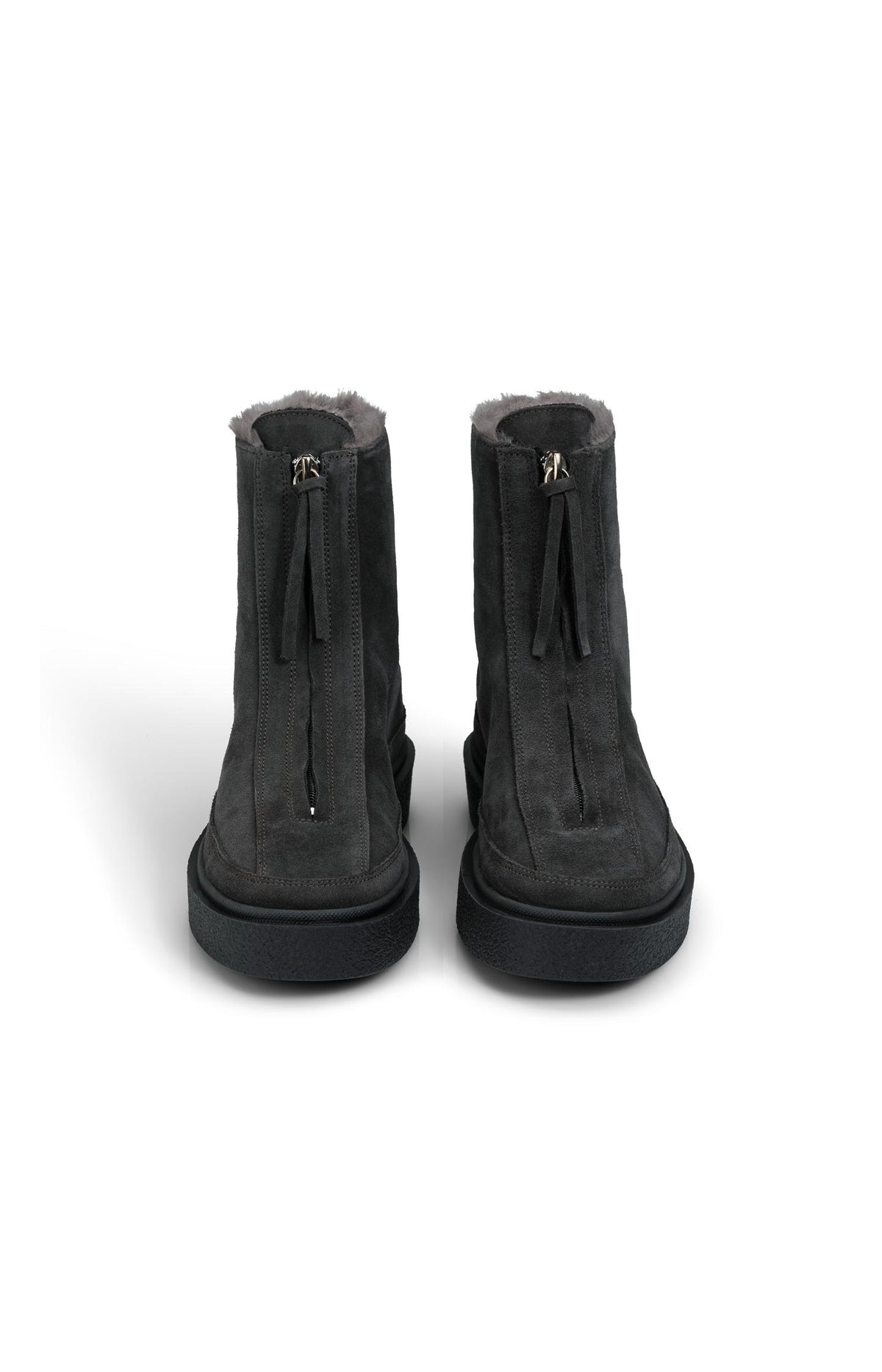 Suede ankle boots with zip and soft lining - Hole Black