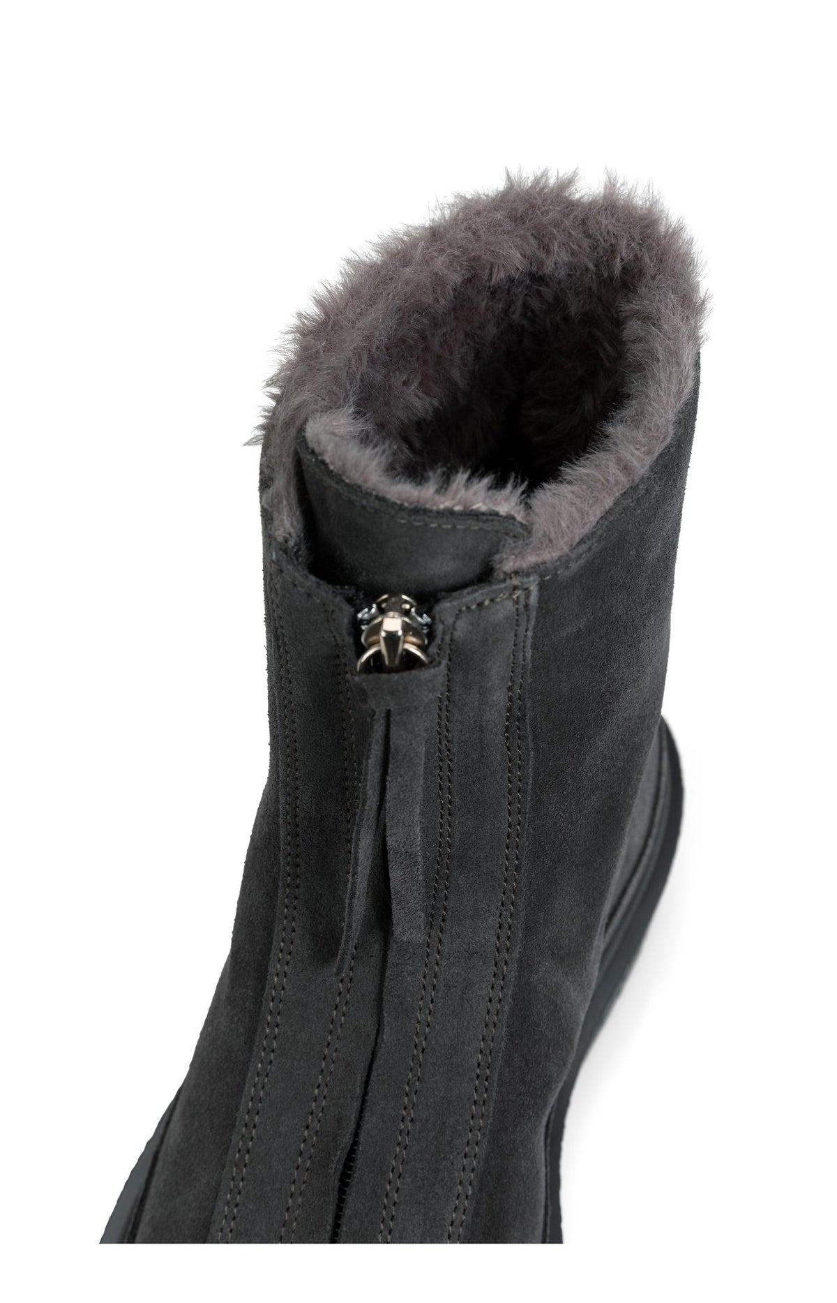 Suede ankle boots with zip and soft lining - Hole Black