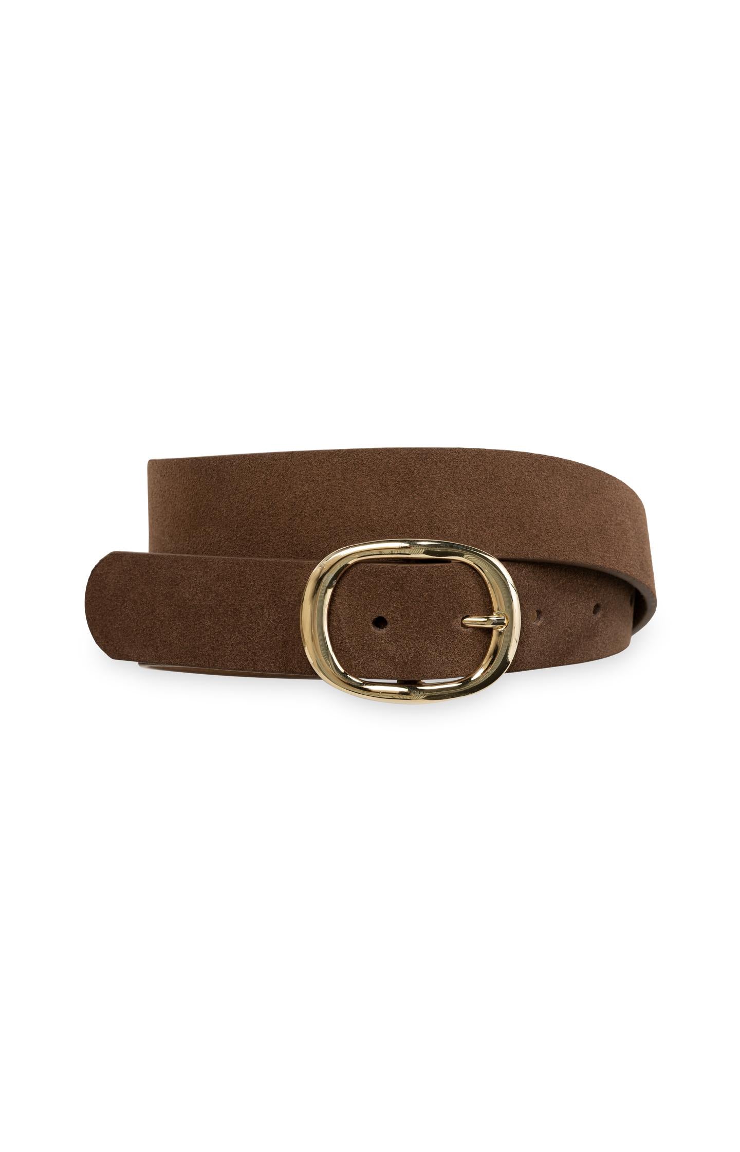 Suede belt with oval buckle
