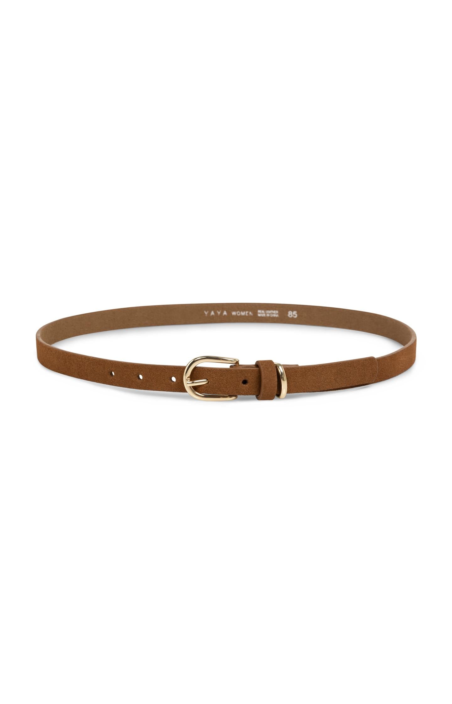 Suede belt with round buckle and metal loop - Type: product
