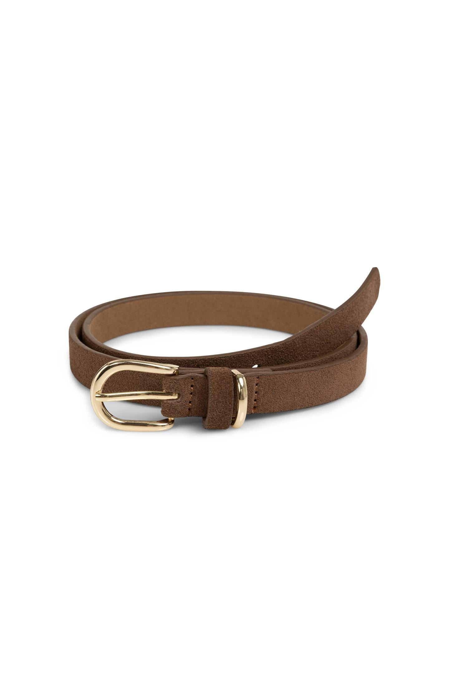 Suede belt with round buckle and metal loop - Type: product