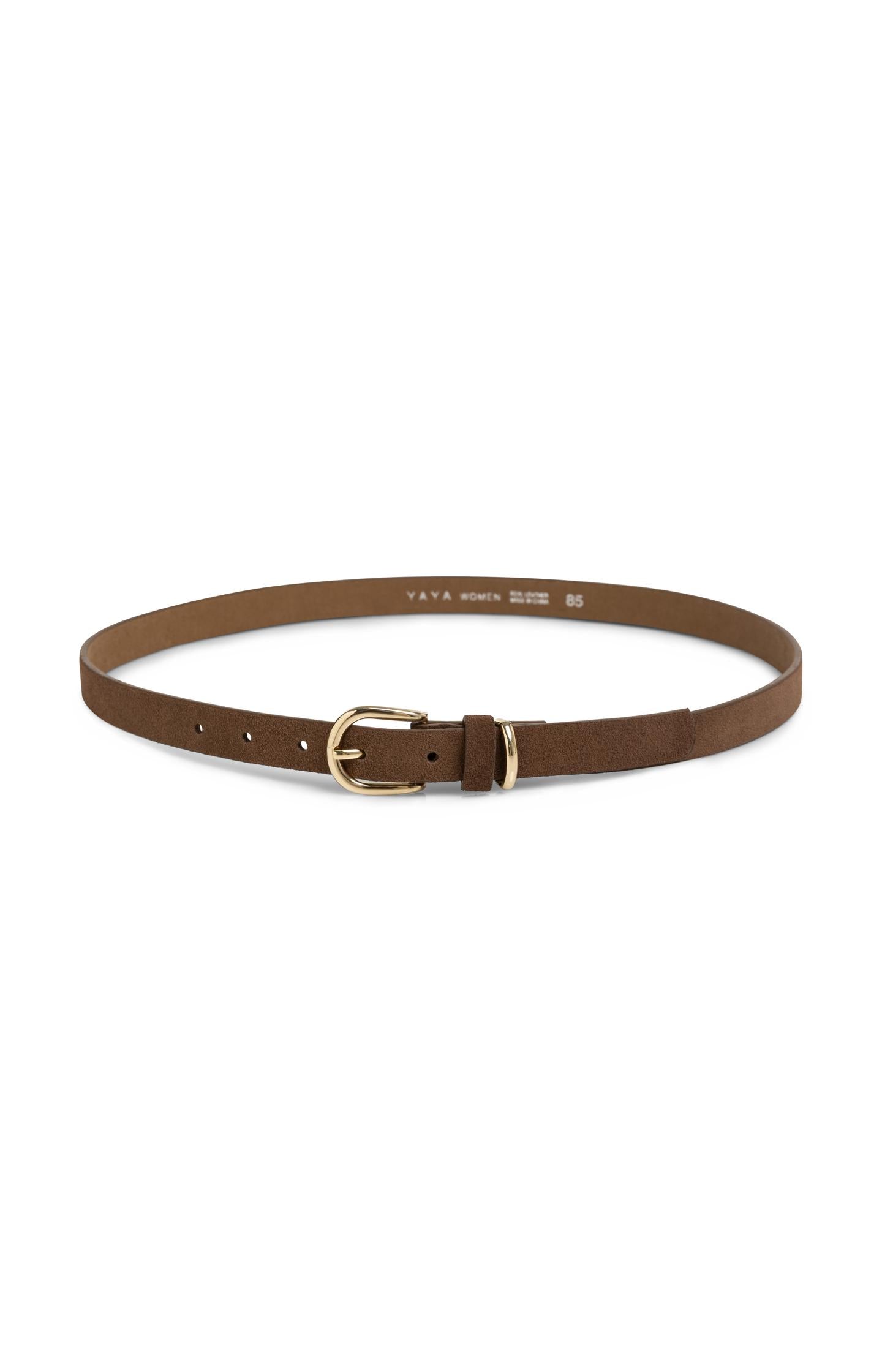 Suede belt with round buckle and metal loop - Type: product