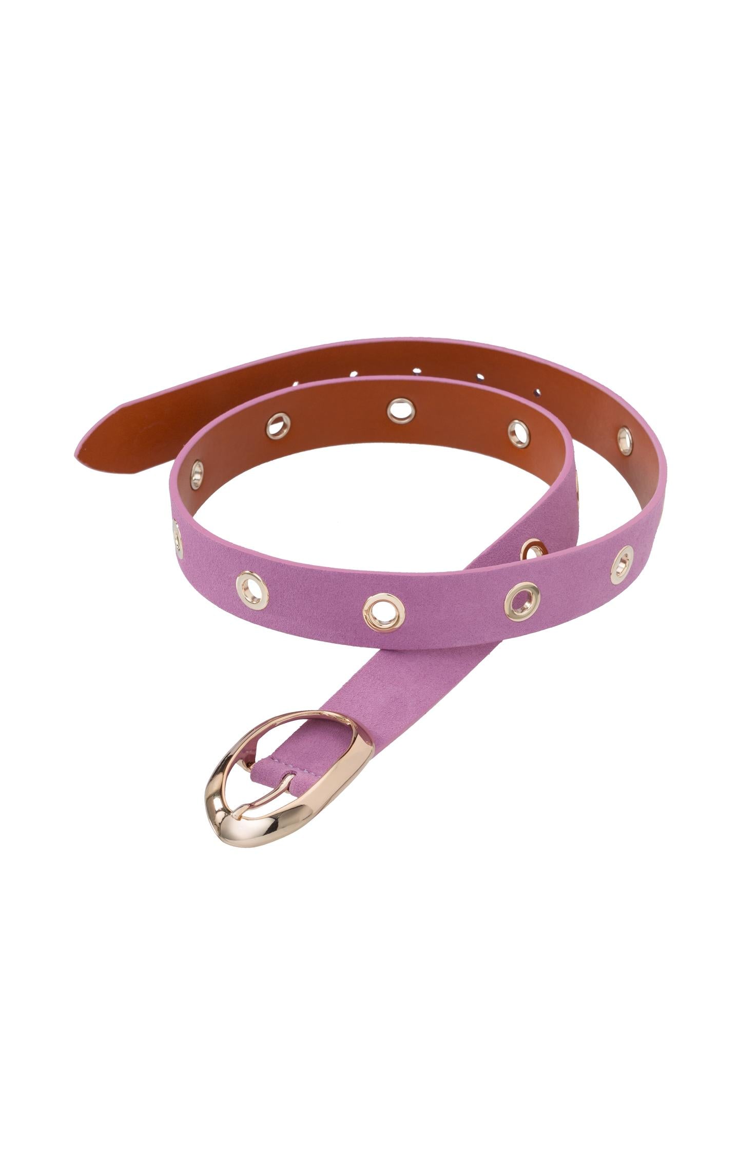 Suede eyelet belt in pink - Type: product