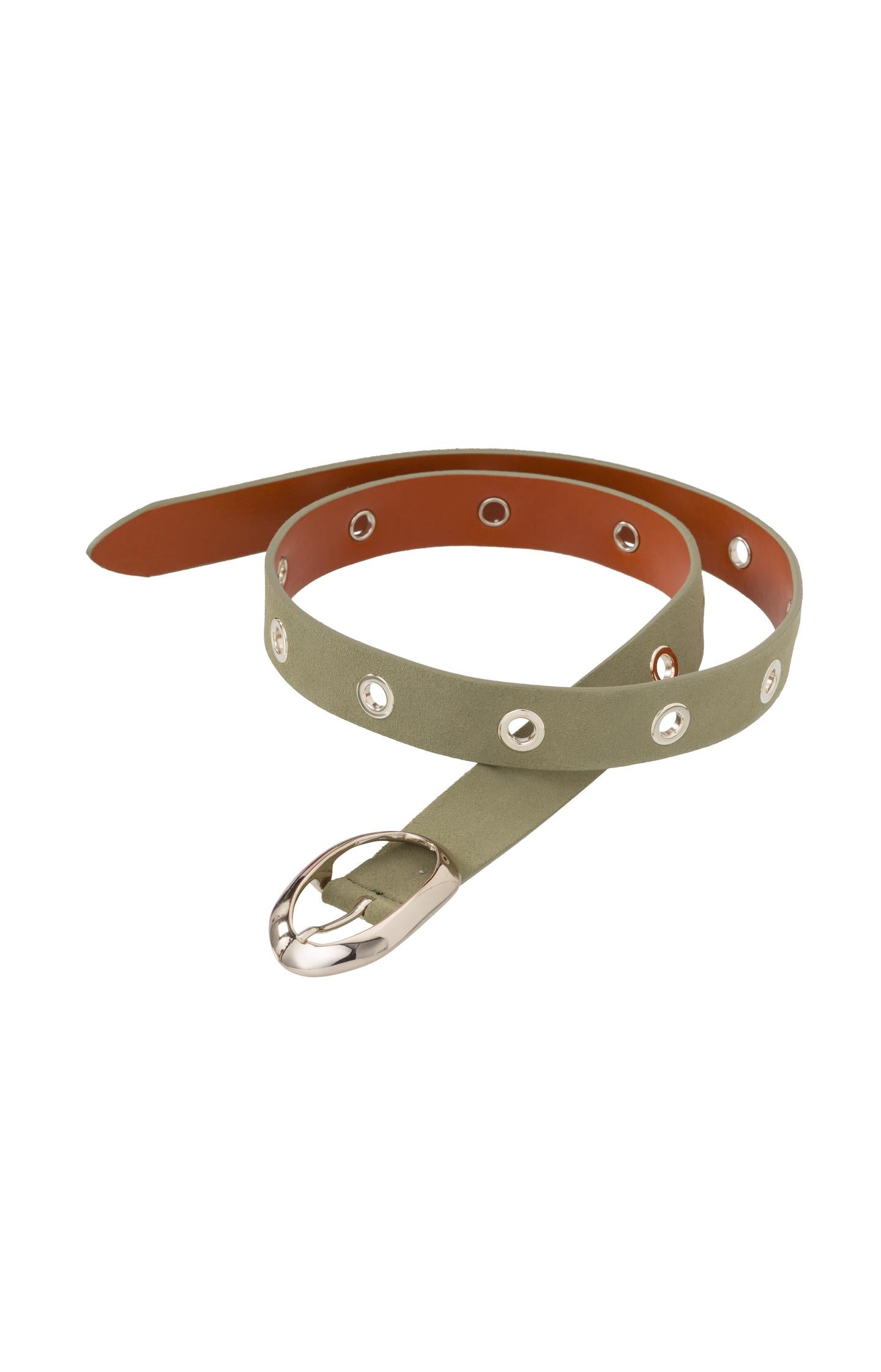 Suede eyelet belt with oval buckle - Type: product