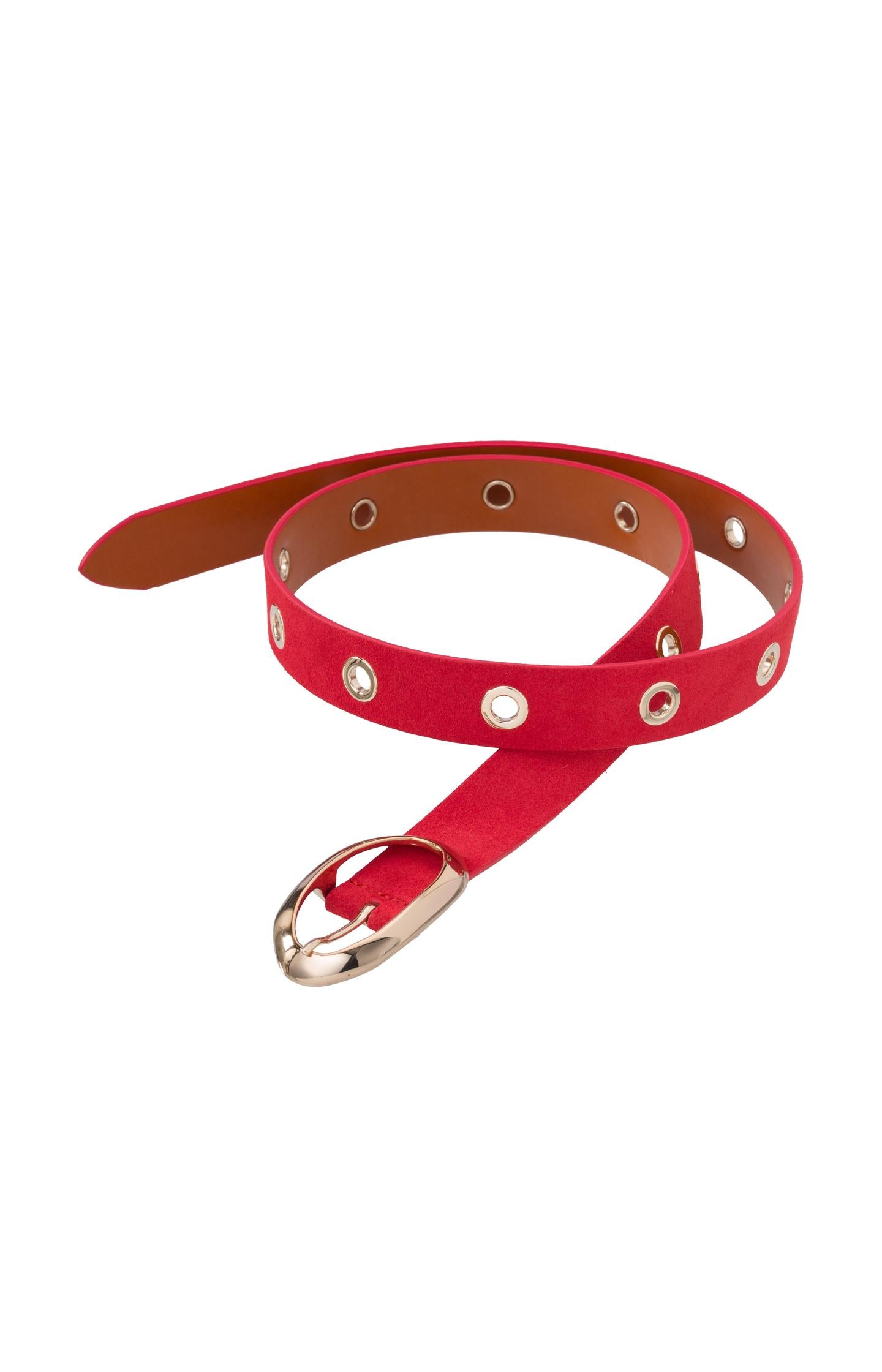 Suede eyelet belt with oval buckle - Type: product