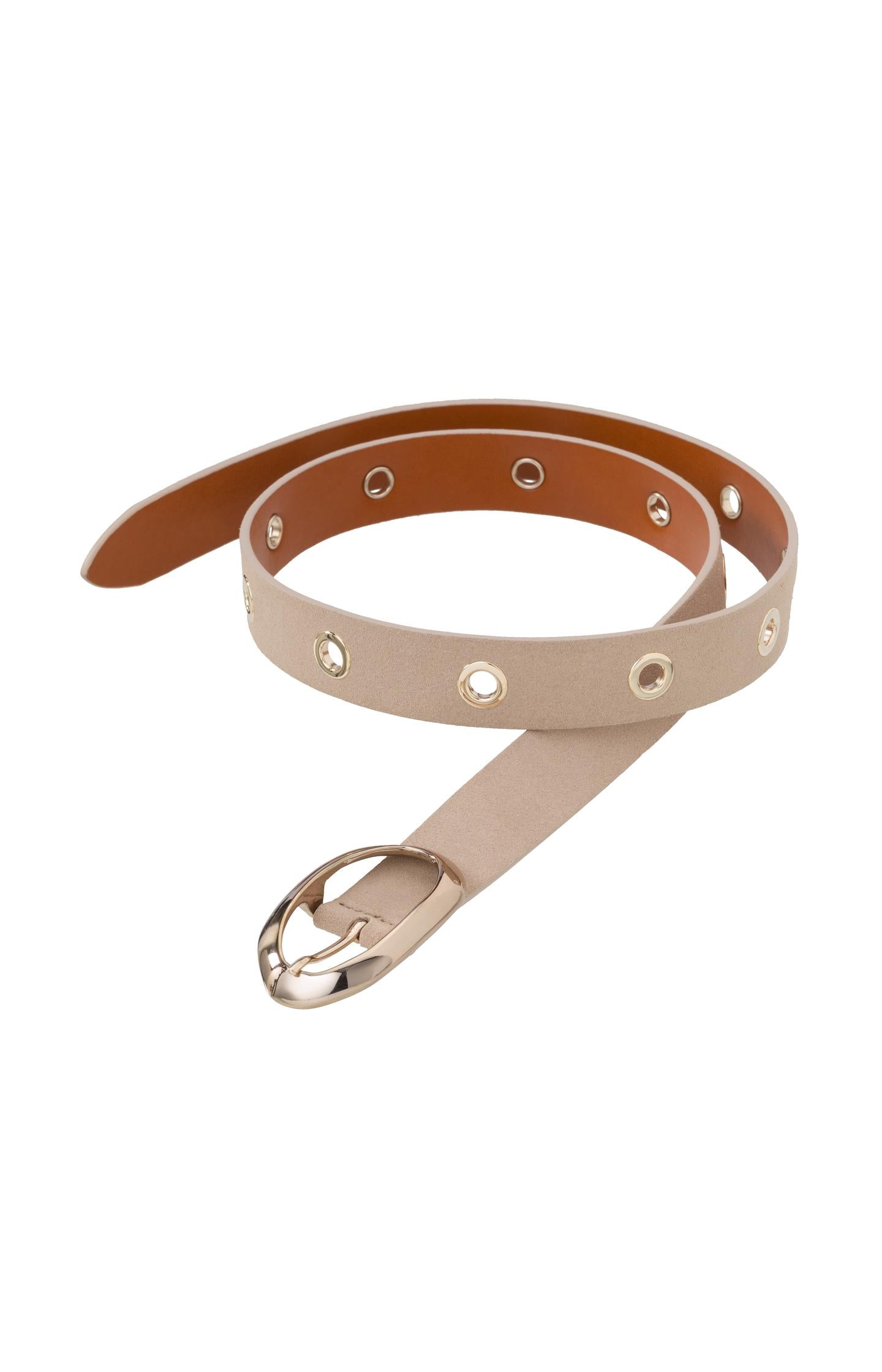 Suede eyelet belt with oval buckle - Type: product