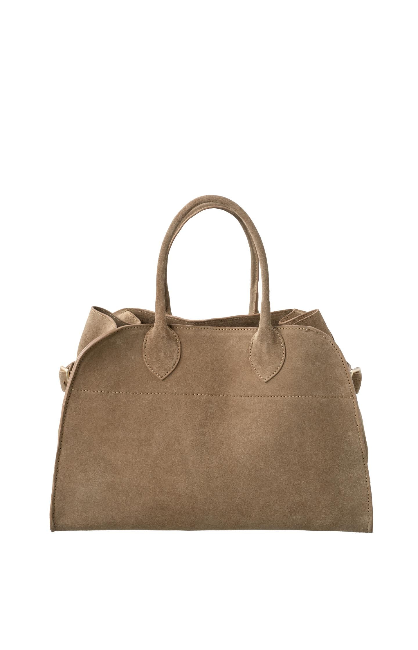 Suede handbag with buckle detail