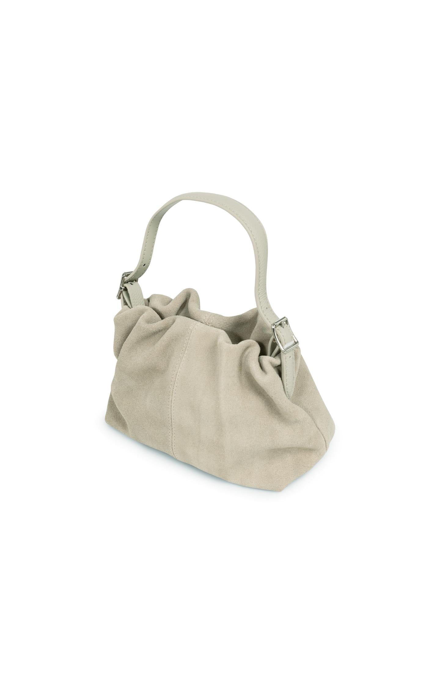 Suede mini bag with long and short strap