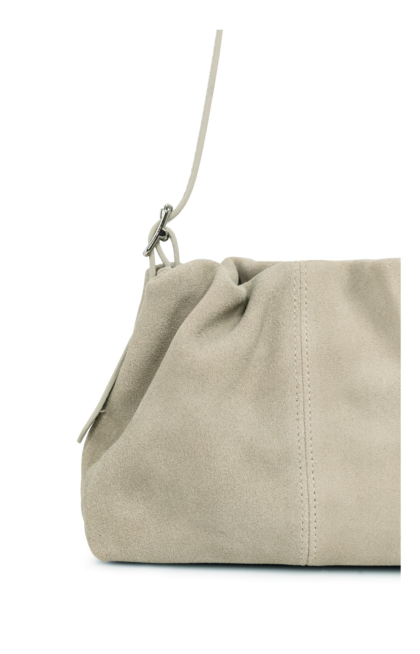 Suede mini bag with long and short strap