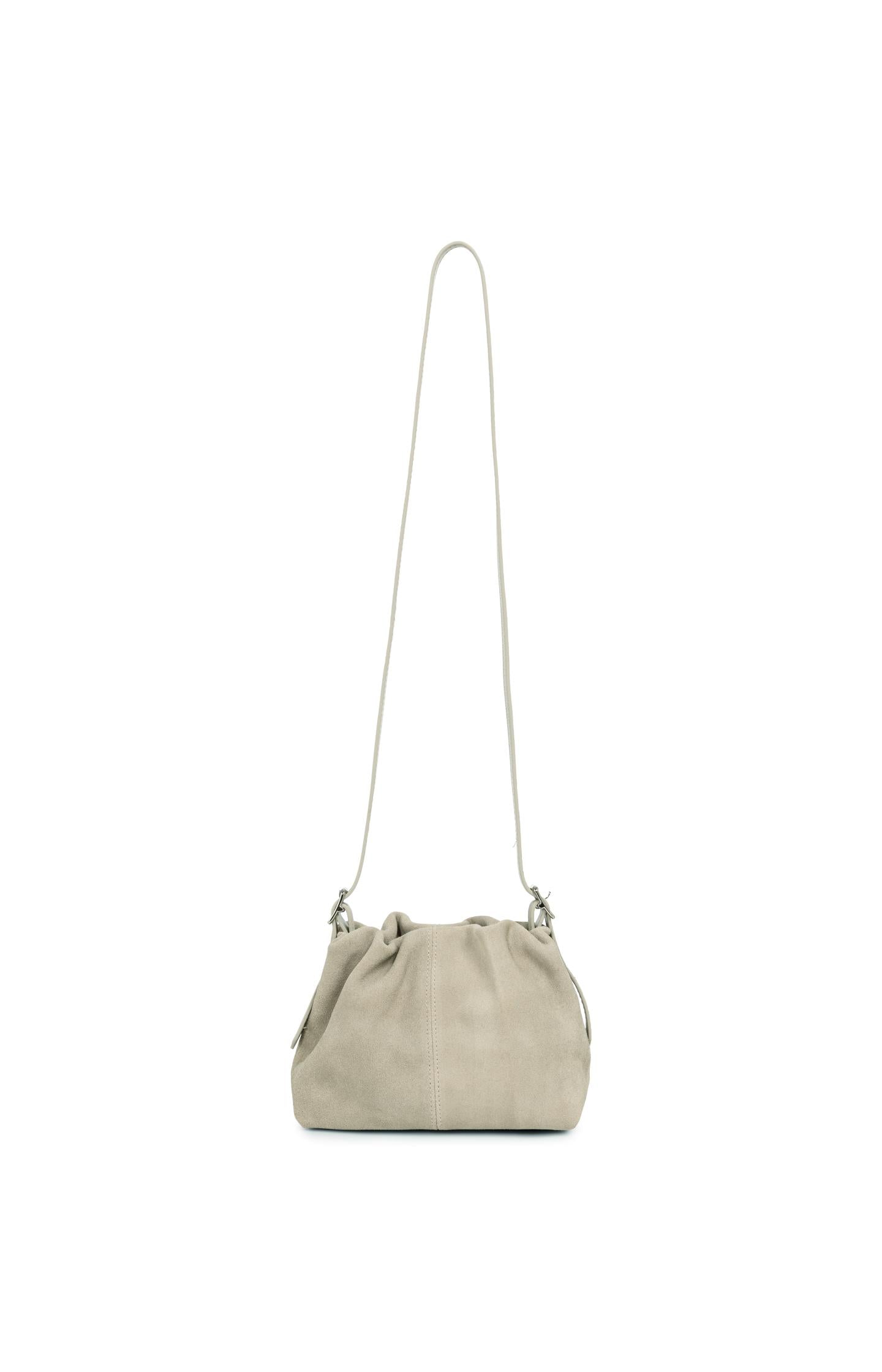 Suede mini bag with long and short strap