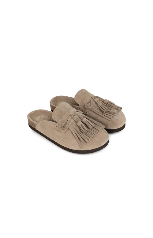 Suede mules with tassels