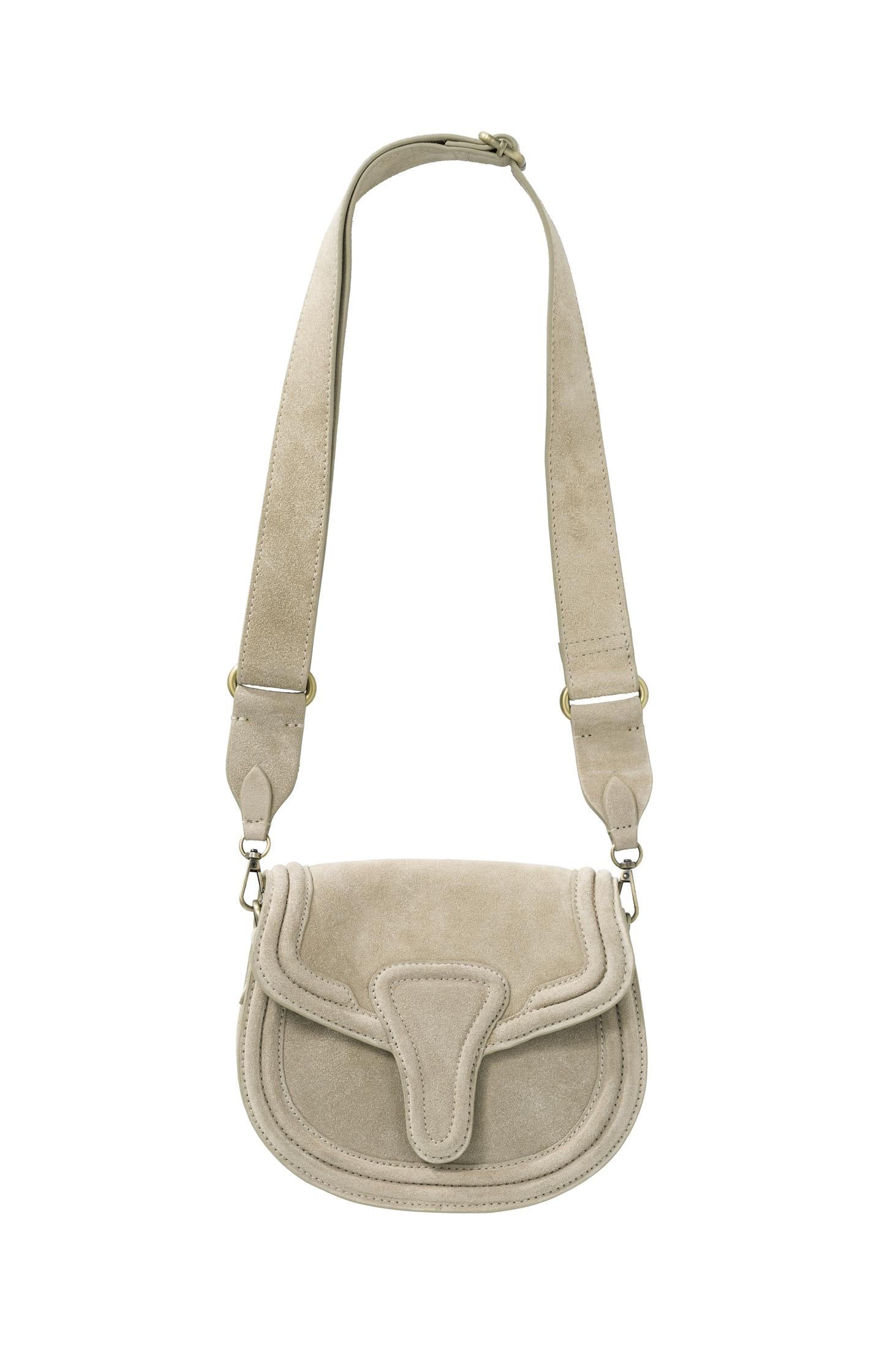 Suede shoulder bag with adjustable strap - Field Of Rye Green - Type: product