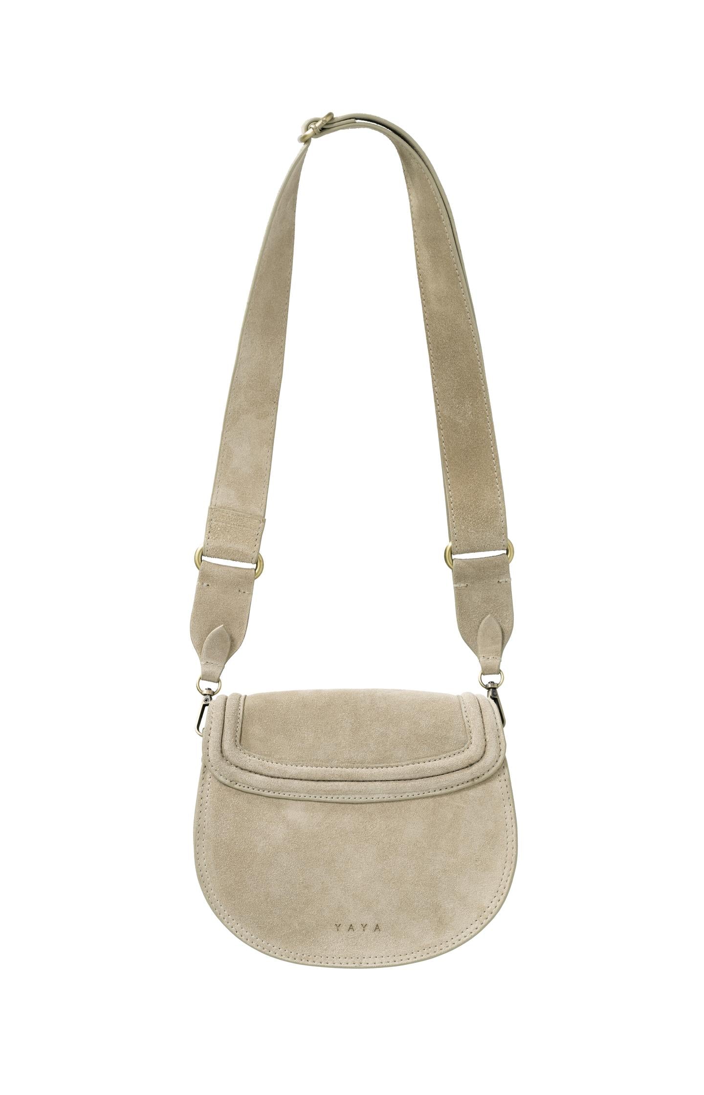 Suede shoulder bag with adjustable strap - Field Of Rye Green