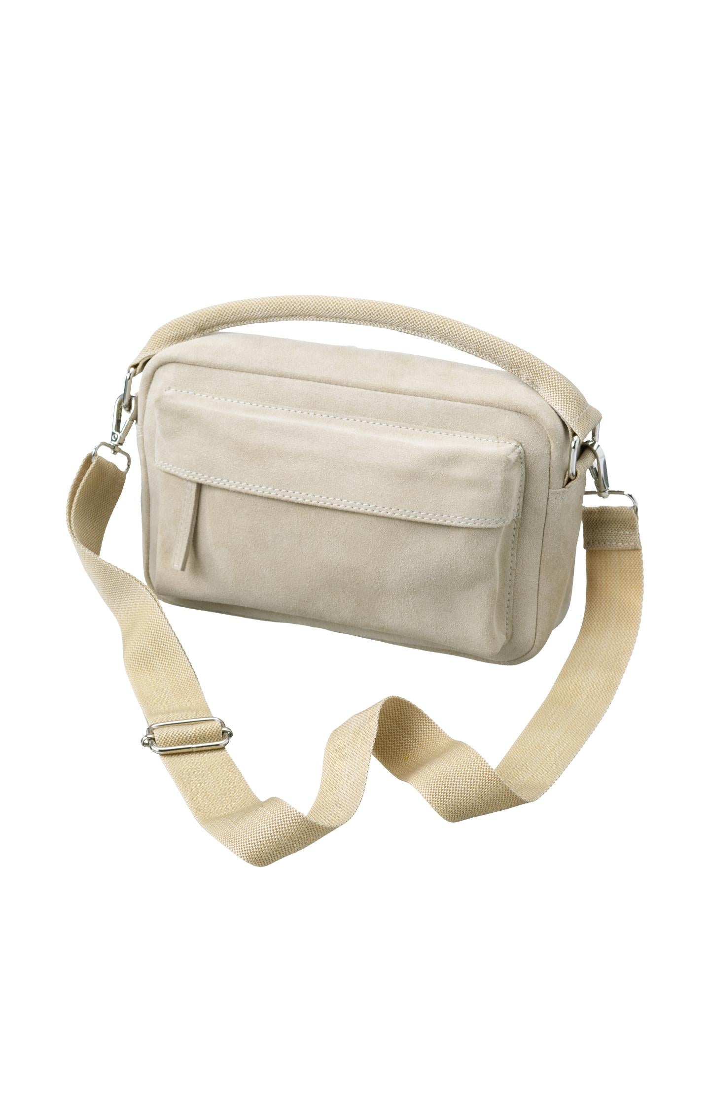 Suede shoulder bag with side pocket with zipper and handle - Type: product