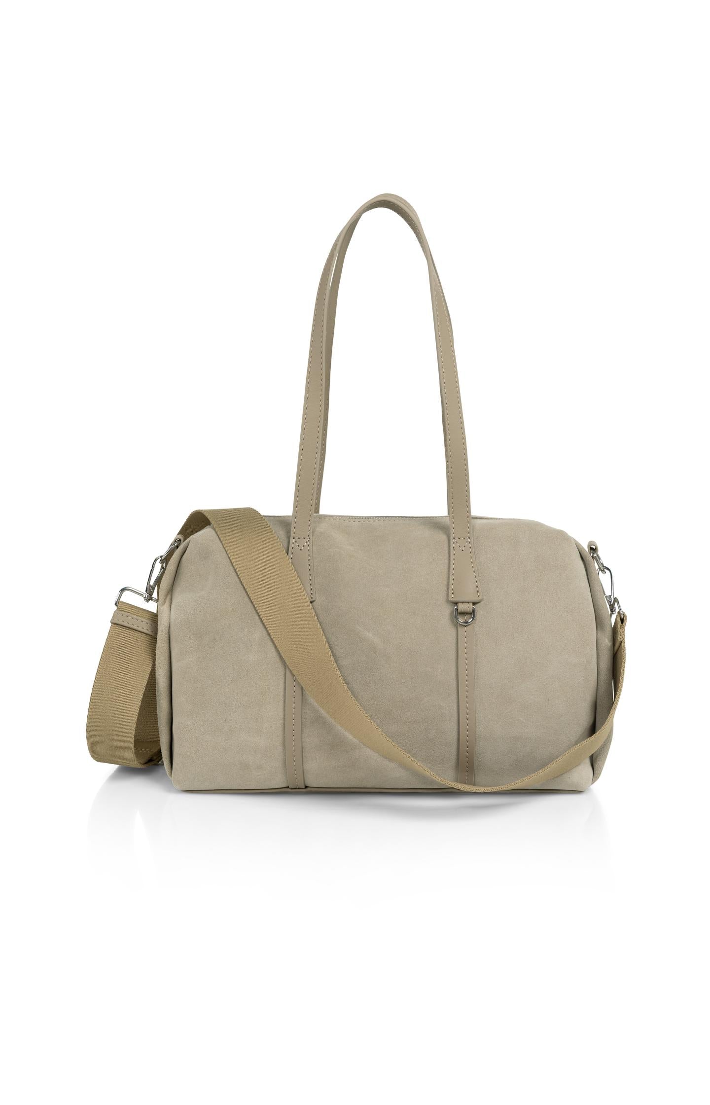 Suede utility bag with detachable shoulder strap
