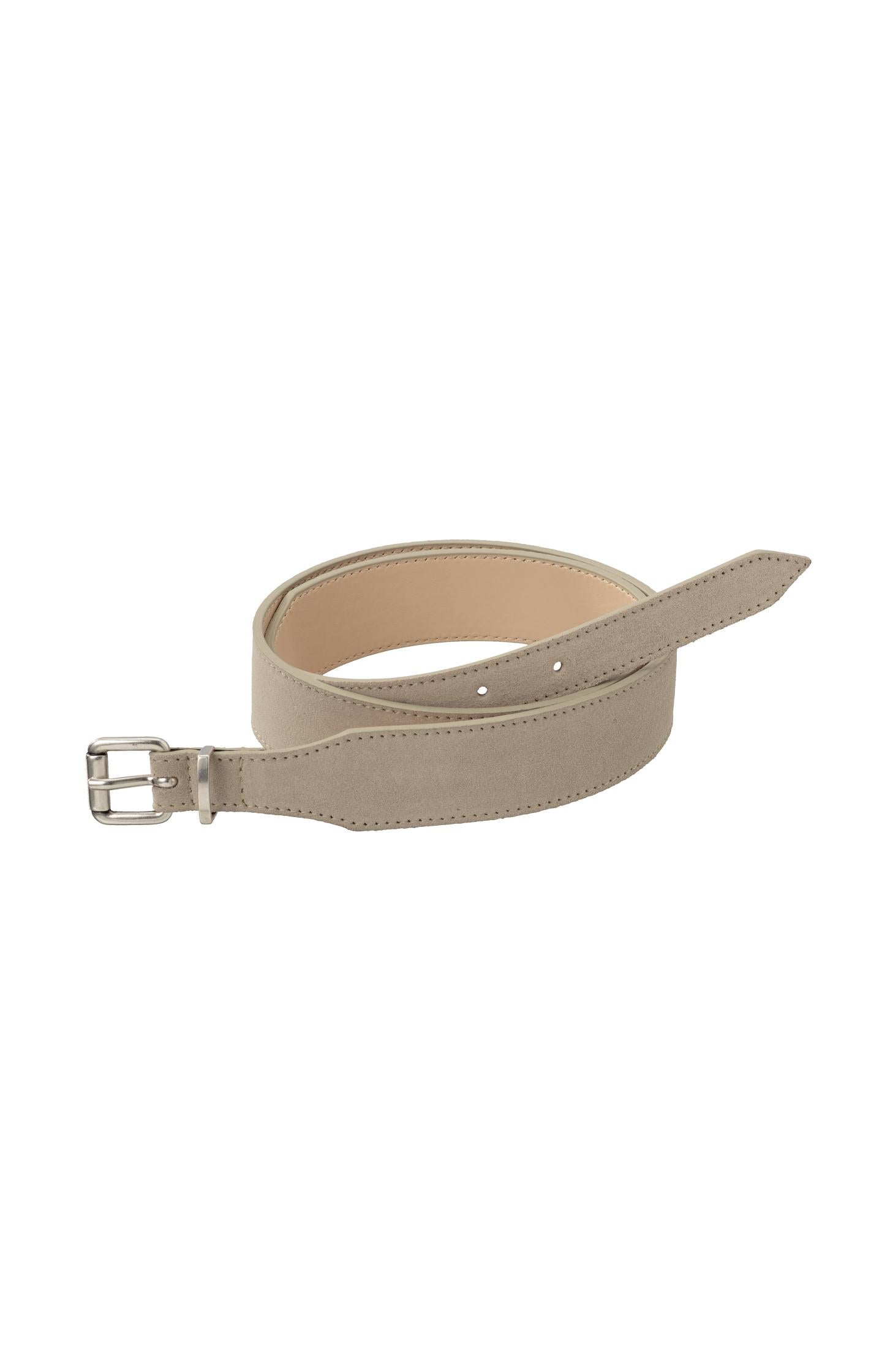 Suede waist belt with square clasp - Winter Twig Beige - Type: product