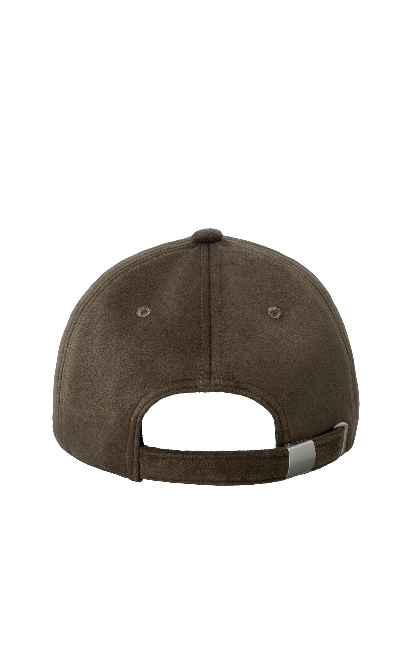Suedine cap with adjustable strap