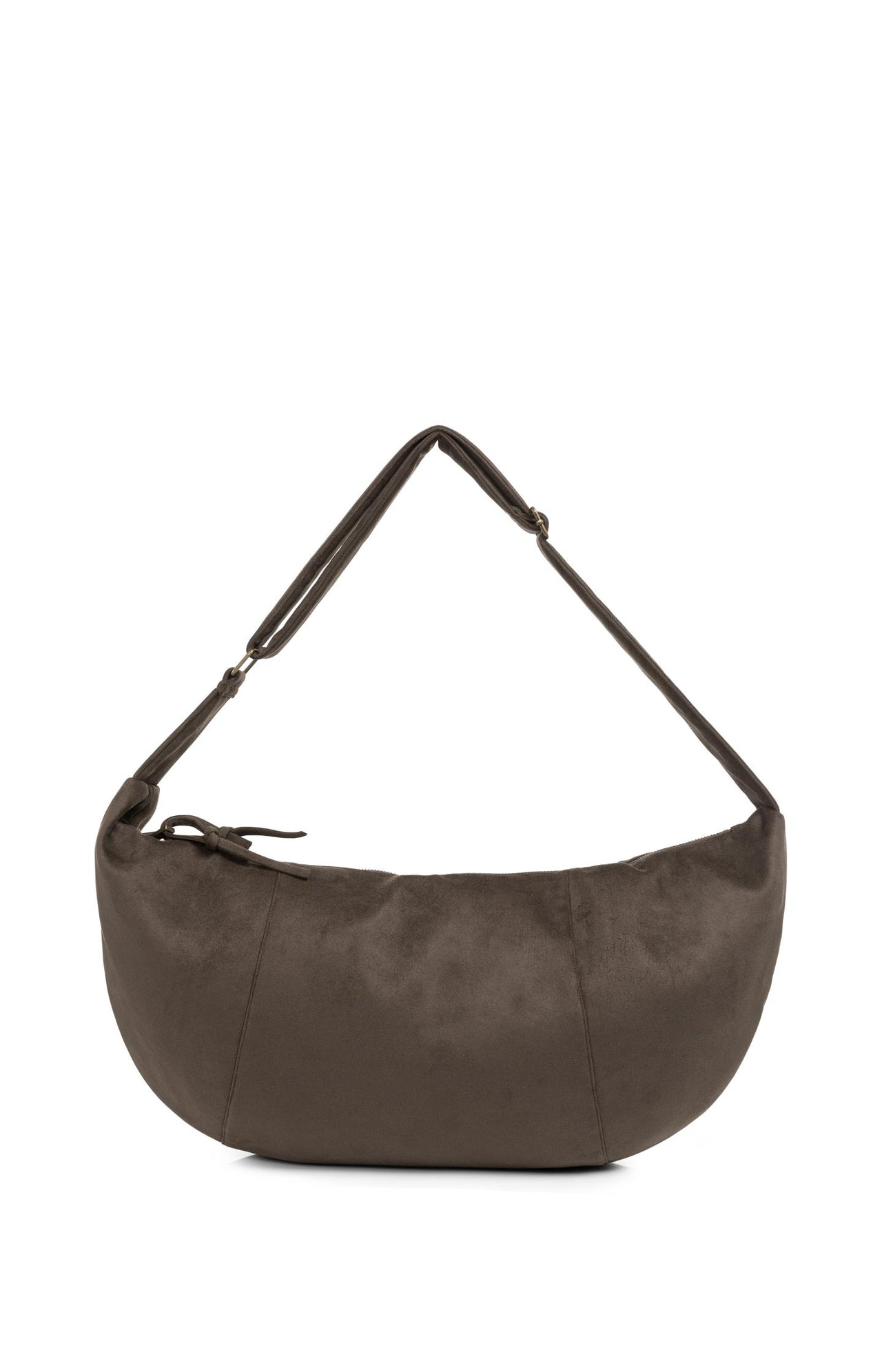 Suedine crossbody bag with zip