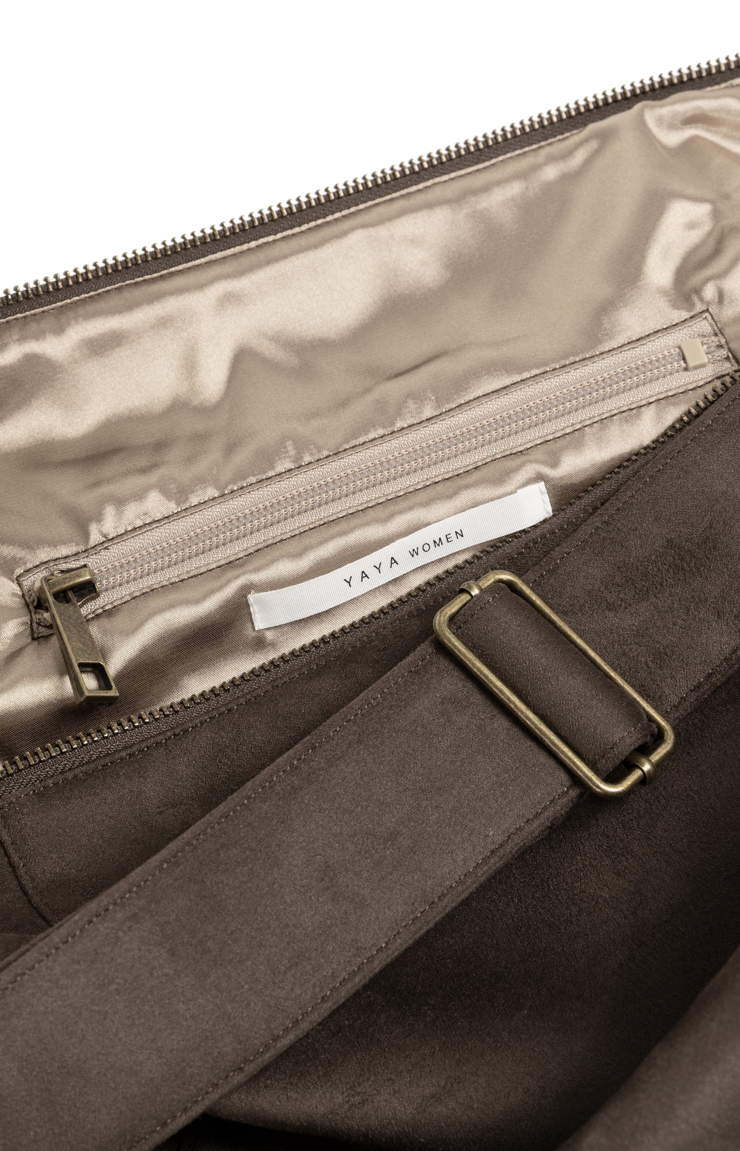 Suedine crossbody bag with zip