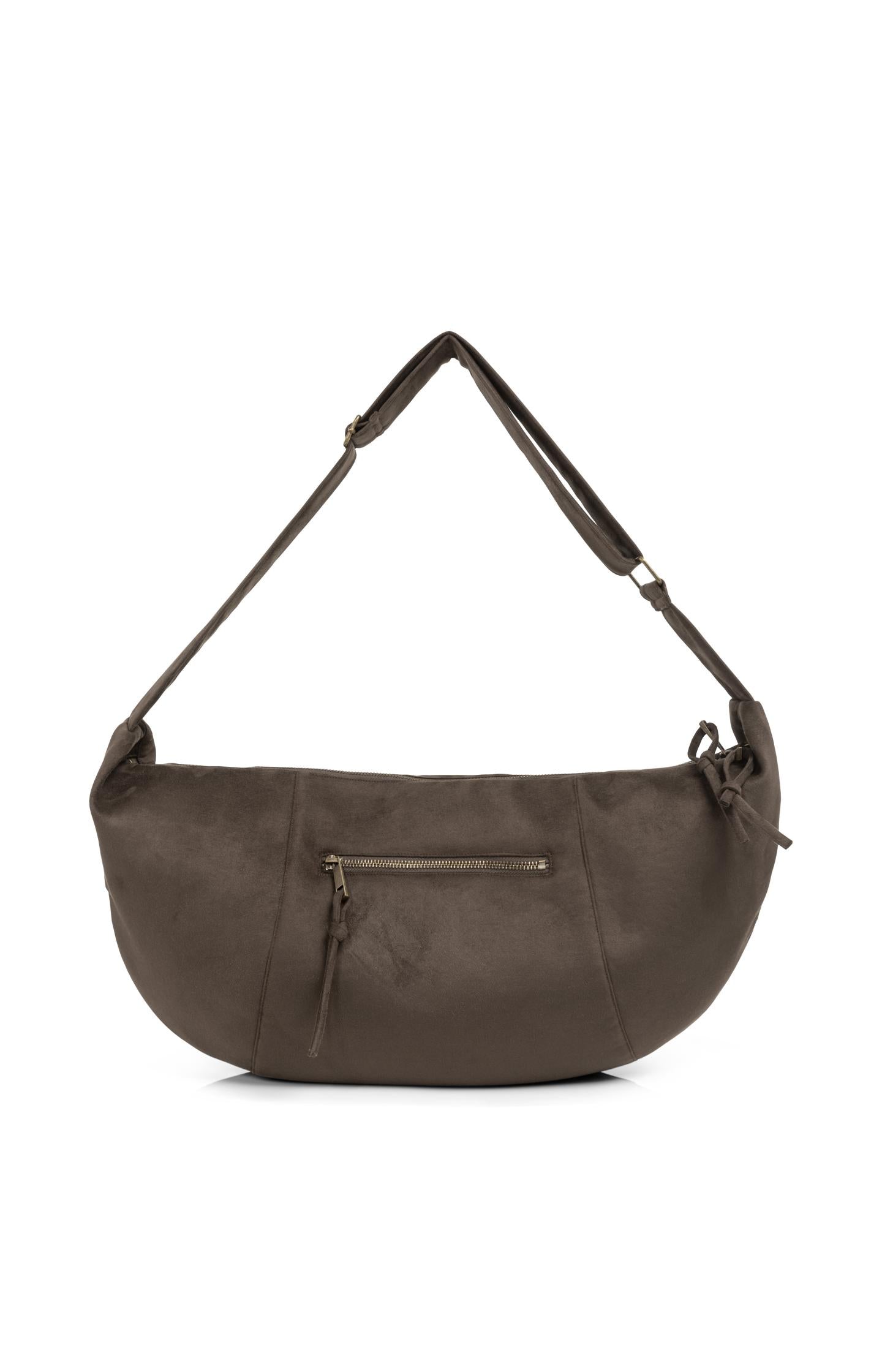 Suedine crossbody bag with zip