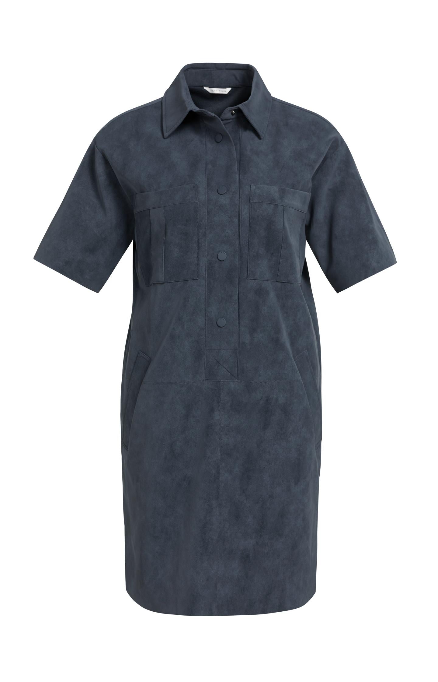 Suedine dress with short sleeves