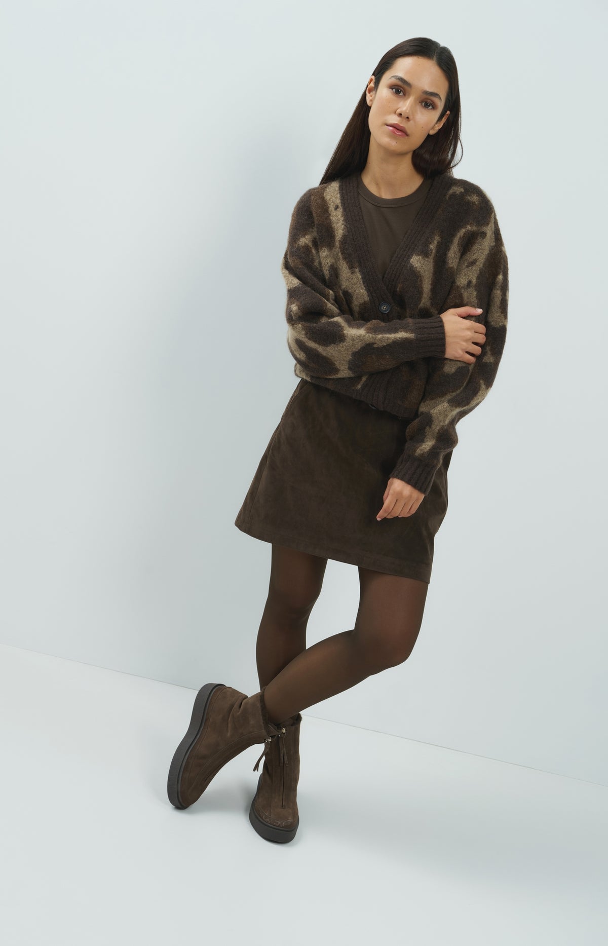 Suedine mini skirt with belt detail - Type: lookbook