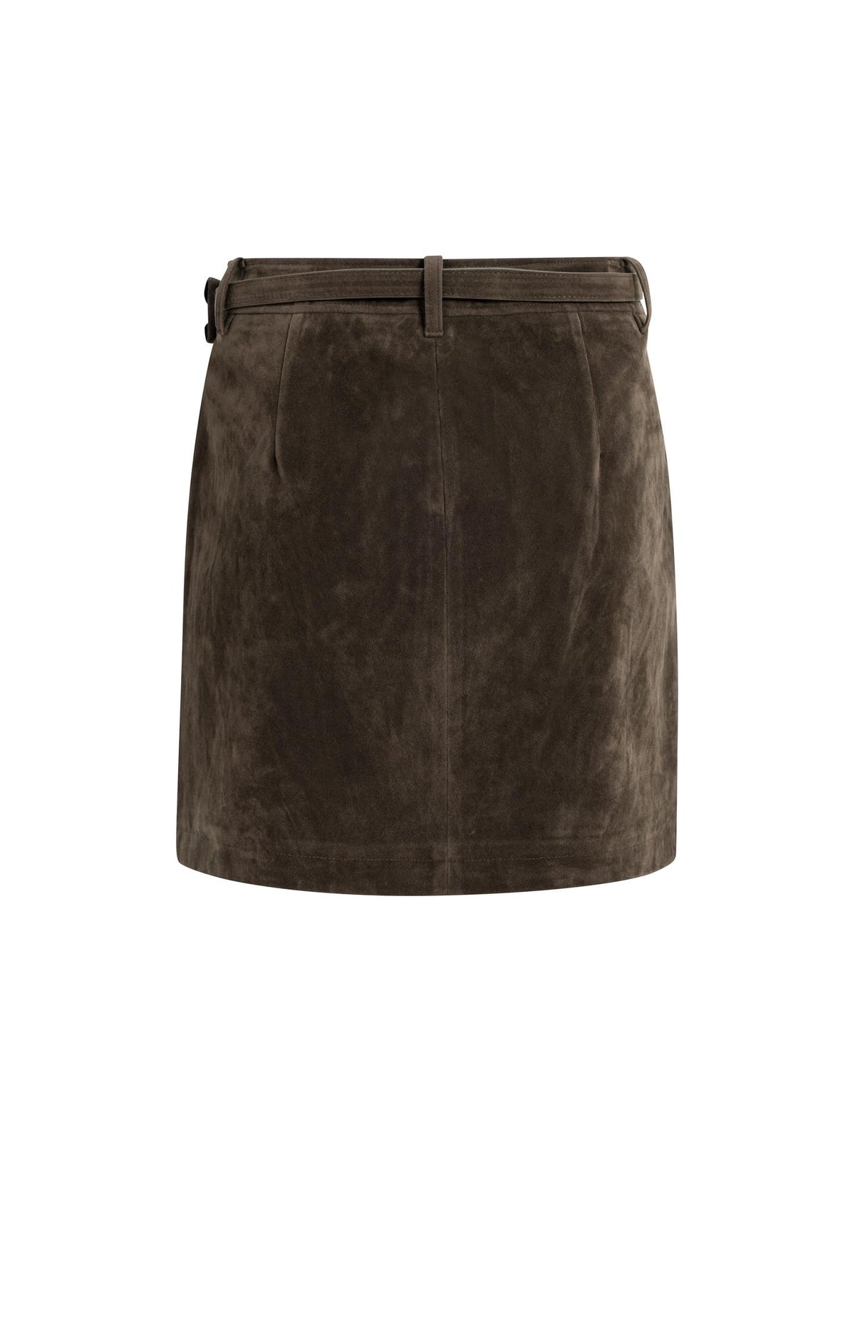 Suedine mini skirt with belt detail - Delicioso Brown