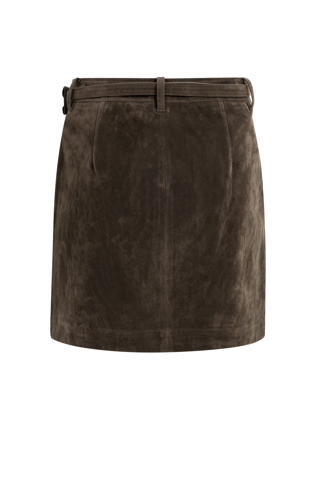 Suedine mini skirt with belt detail - Brown